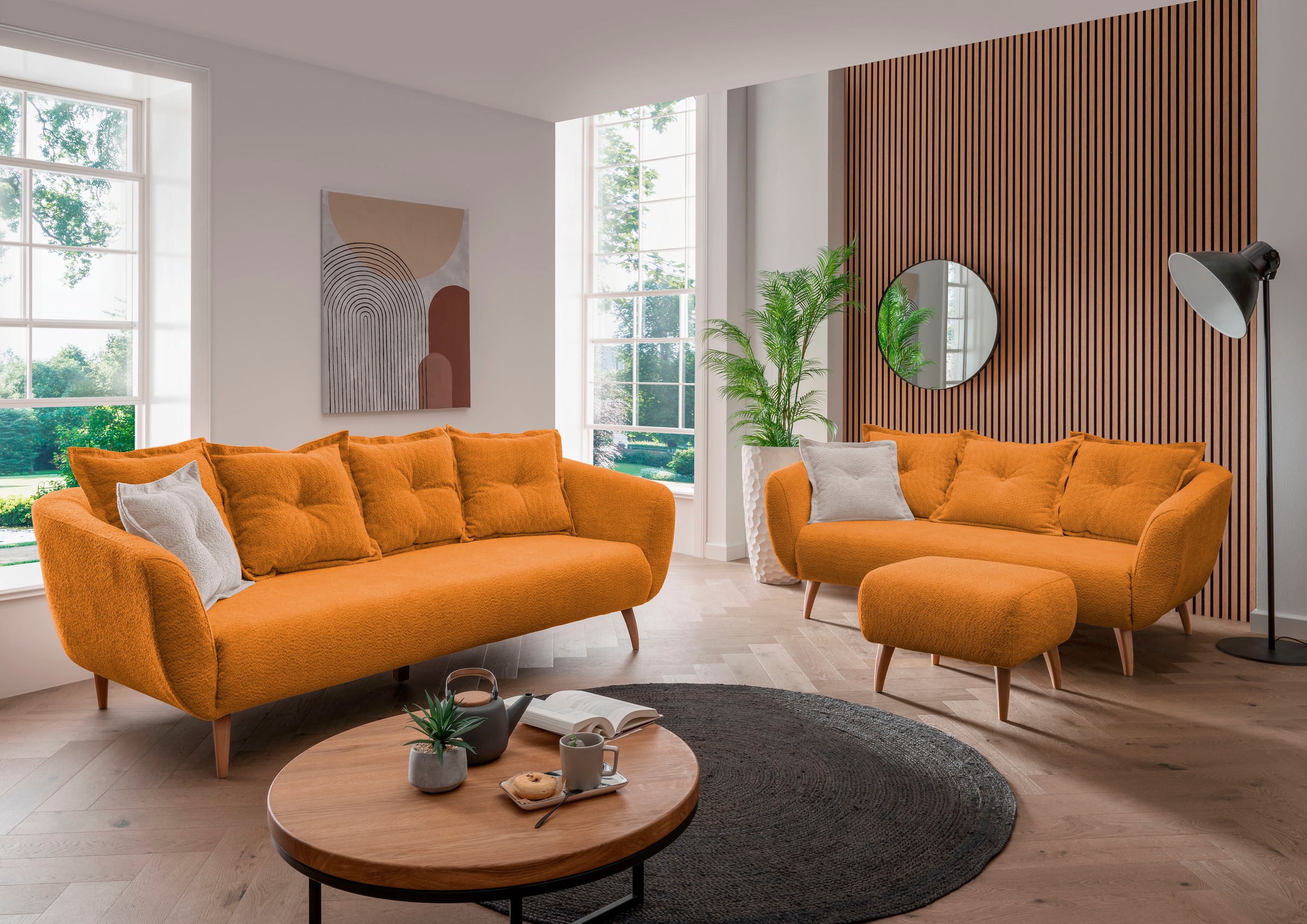 Home affaire 3-Sitzer »Baggio modern und romantisches Design, bequem«, Zierkissen inklusive