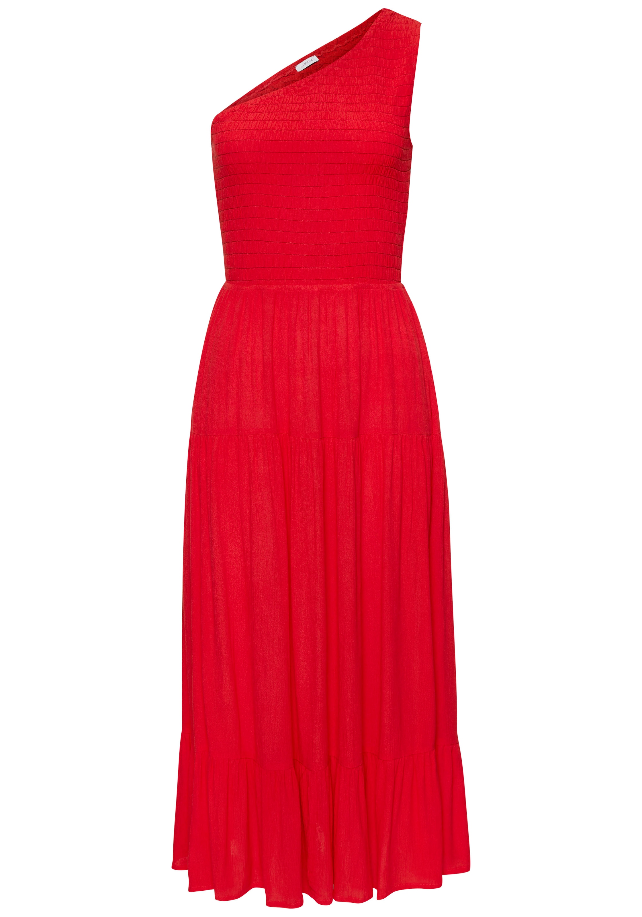 Buffalo One-Shoulder-Kleid, mit Volants, strukturiertes Strandkleid, sommerlich