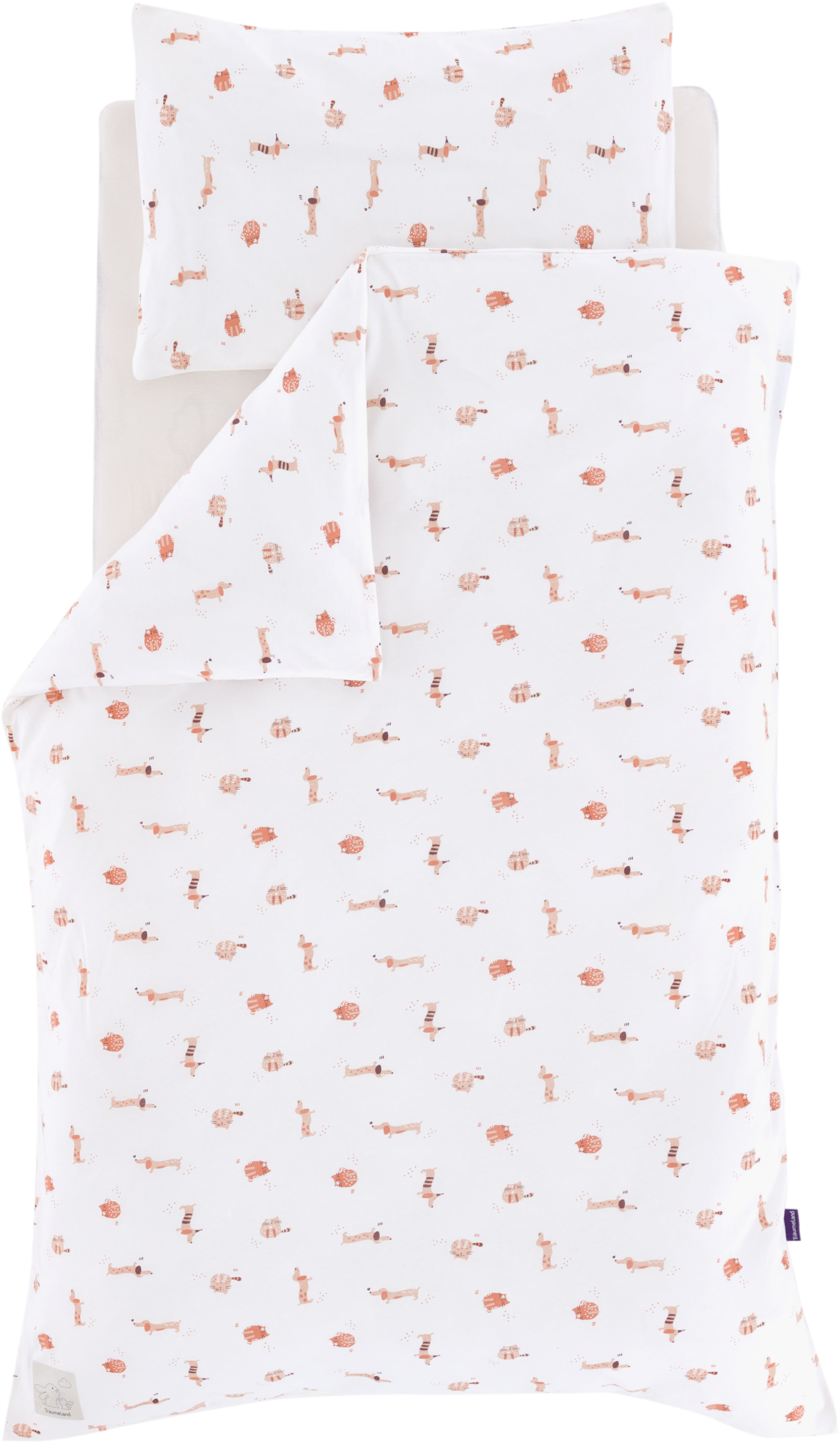 Träumeland Babybettwäsche »Jersey Cats & Dogs«, mit niedlichem Allover-Print
