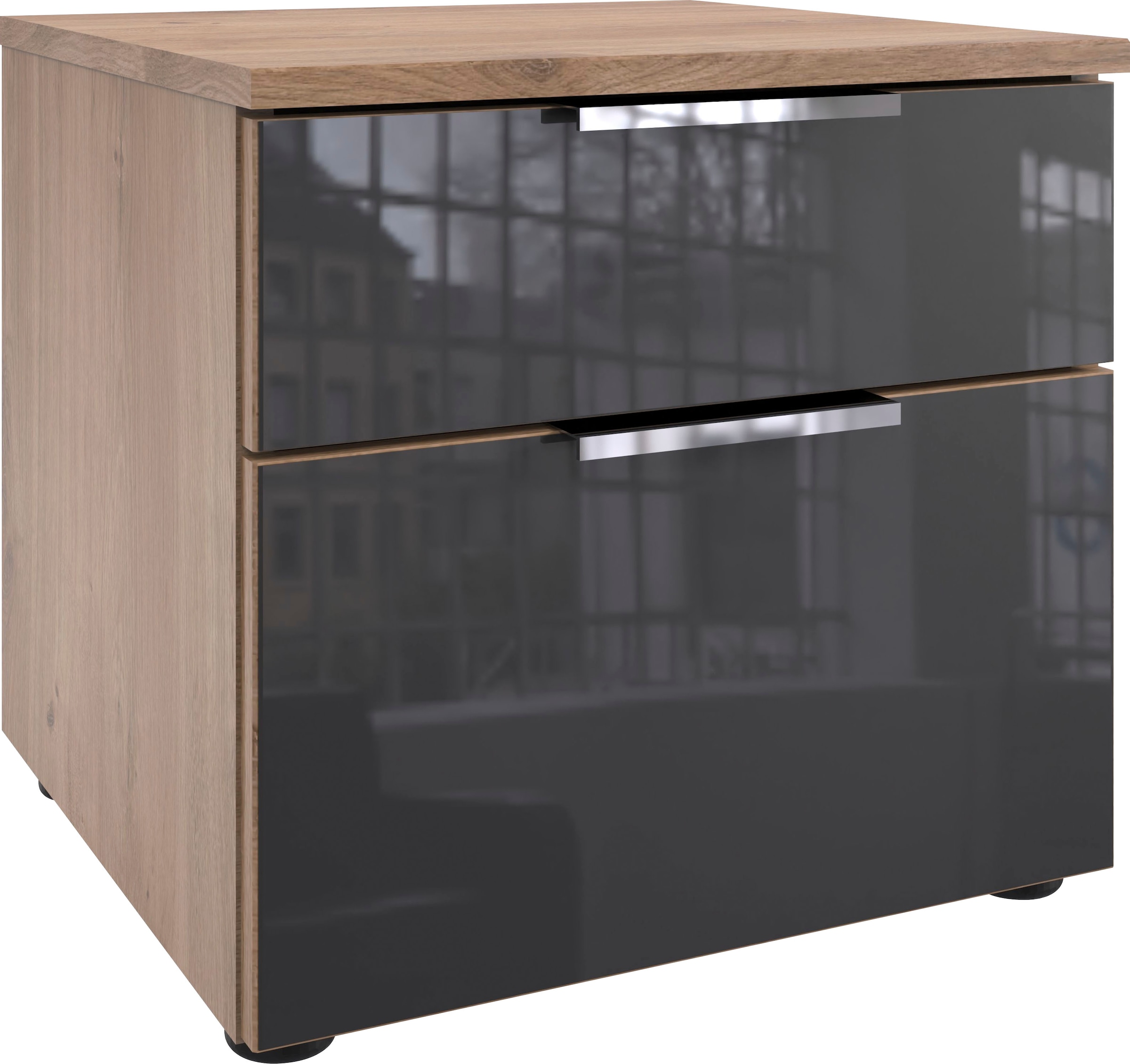 Wimex "Level36 C by fresh to go" Nachttisch mit Glaselementen auf der Front, soft-close Funktion