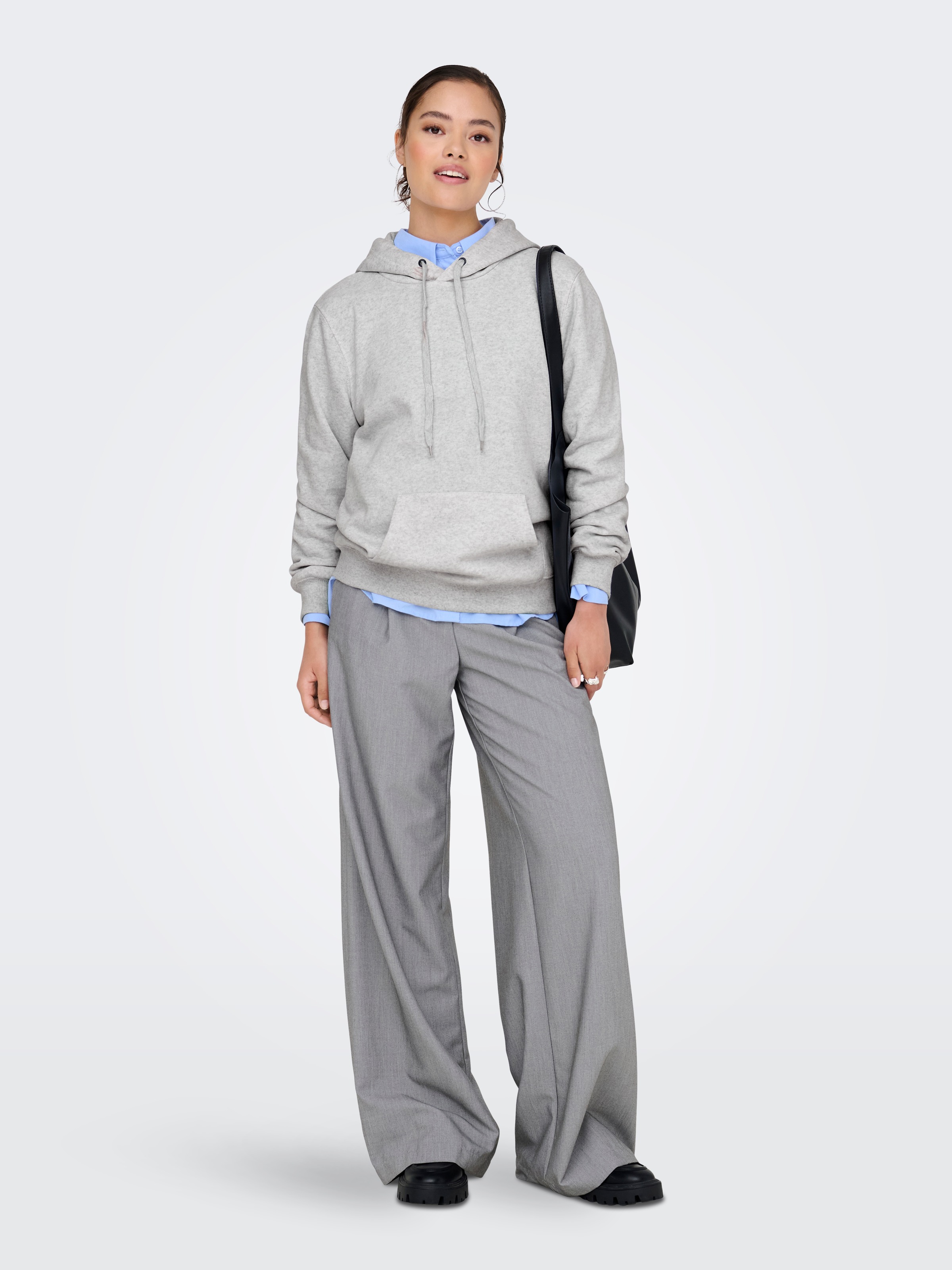 Kapuzensweatshirt ONLY "ONLDAZE L/S HOOD SWT NOOS", Damen, Gr. S, grau (light grau melange), Sweatware, Obermaterial: 78% Baumwolle, 22% Polyester, unifarben, regular fit hüftlang, Rippbündchen, Sweatshirts 3