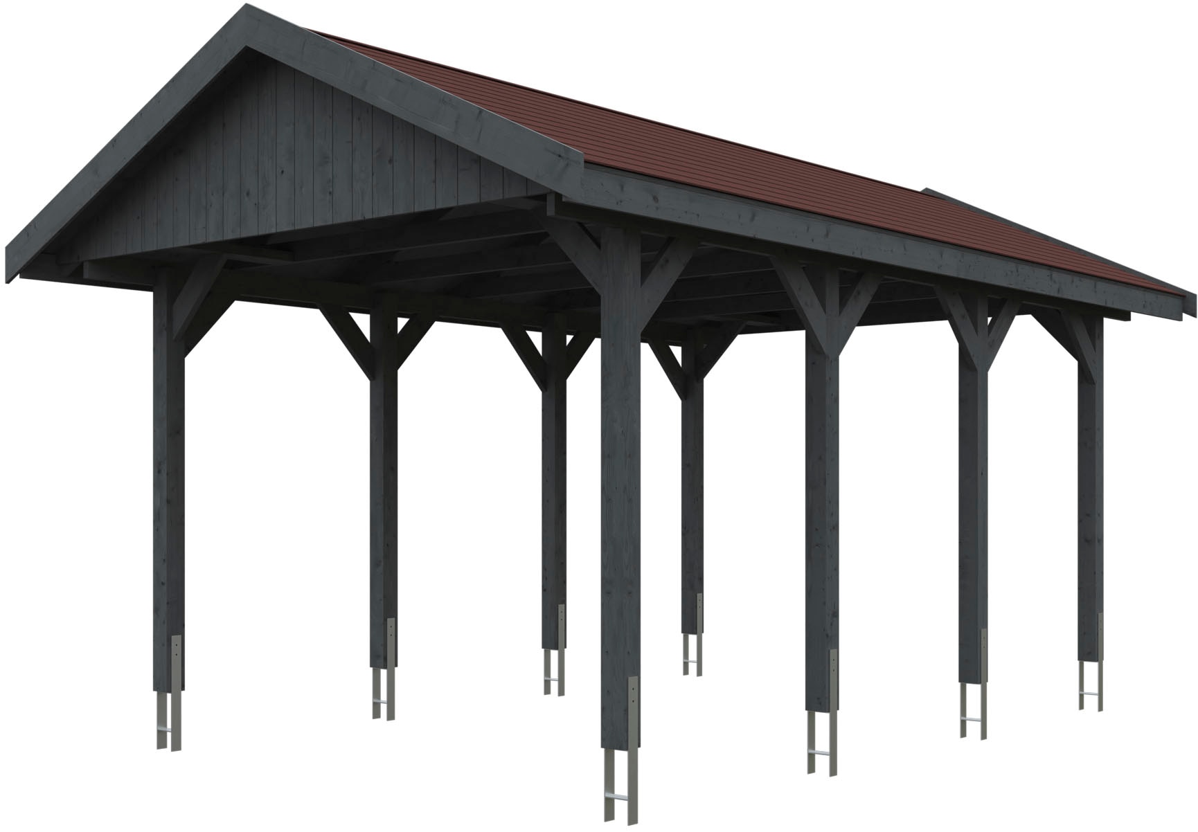 Skanholz "Wallgau" Massivholz 291 cm Schiefergrau mit roten Dachschindeln