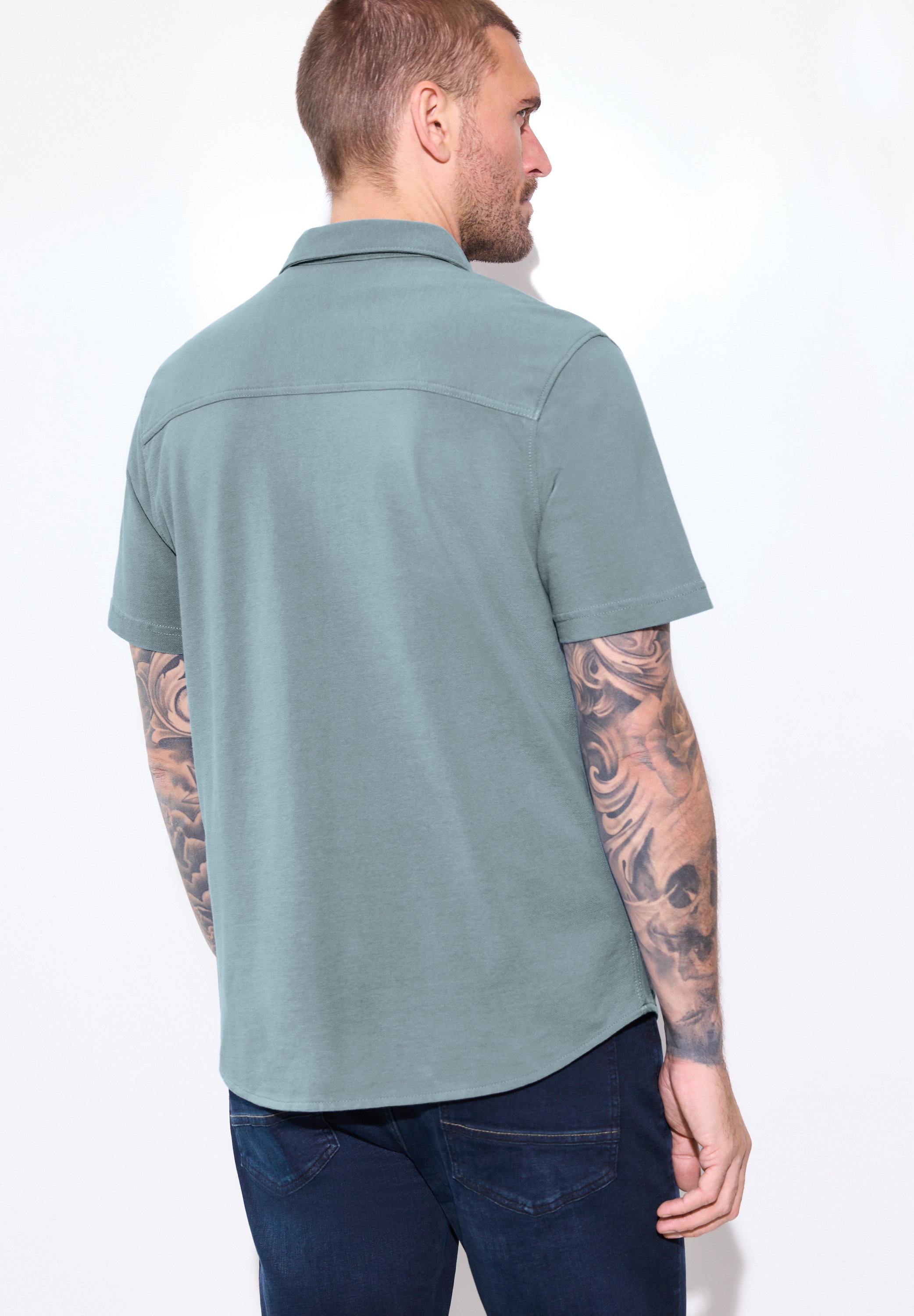 STREET ONE MEN Kurzarmhemd aus reiner Baumwolle