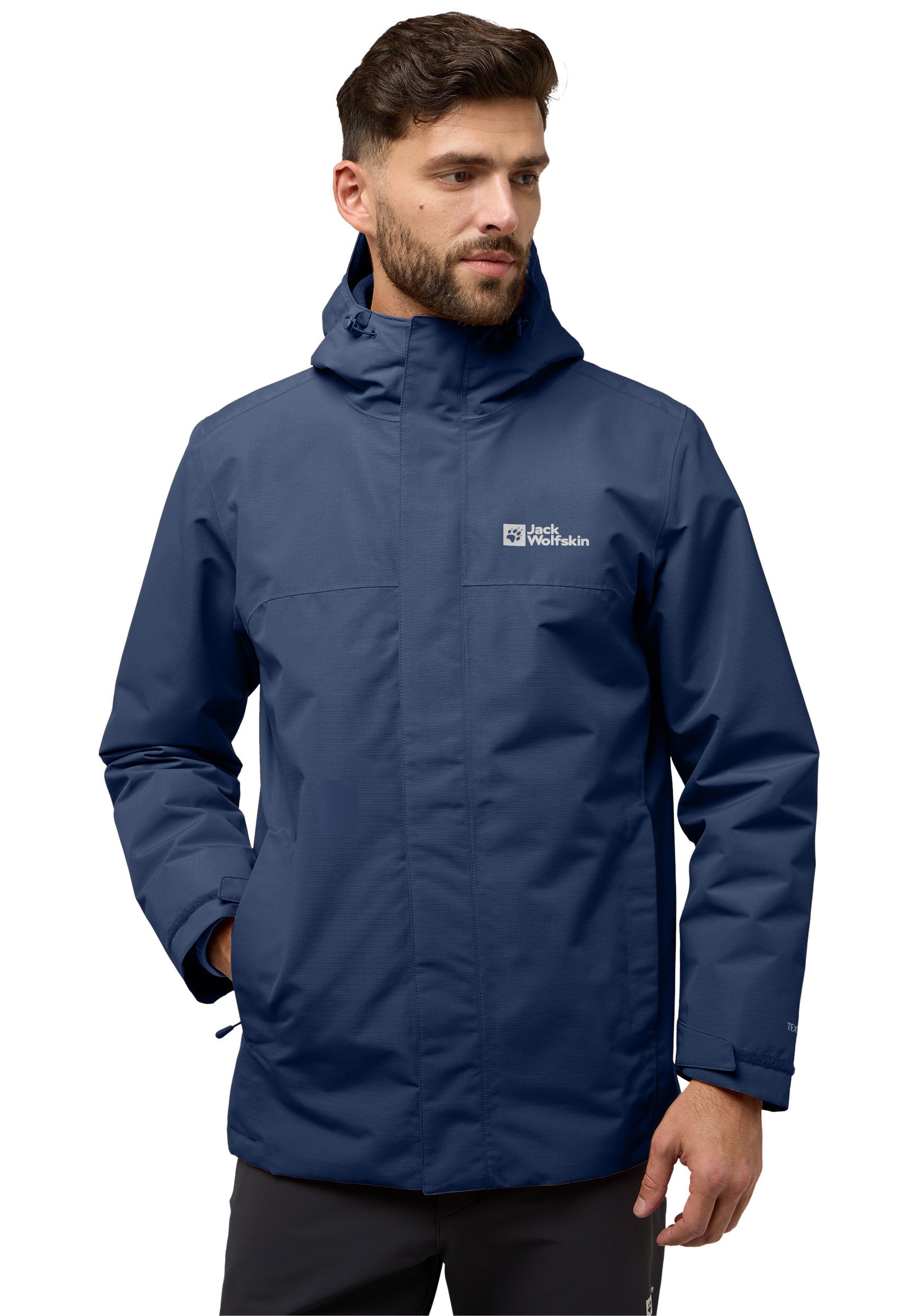 Jack Wolfskin 3-in-1-Funktionsjacke "ALTENBERG 3IN1" mit Kapuze mit gefütterter Kapuze, wasserabweisend, windabweisend