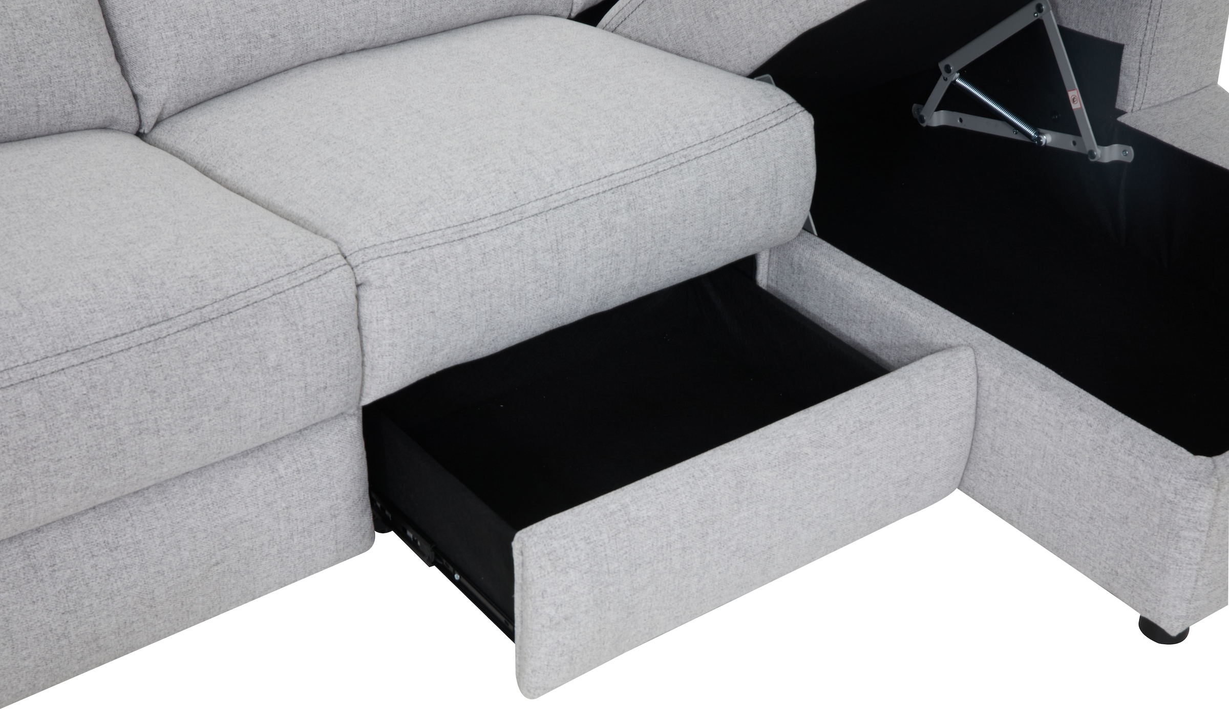 Home affaire Ecksofa »VENOIR, L-Form, 250 cm, manuelle u. elektrische Funktion (m. USB A/C)«, Stauraum unter der Recamiere, 2. Staufach, Federkern