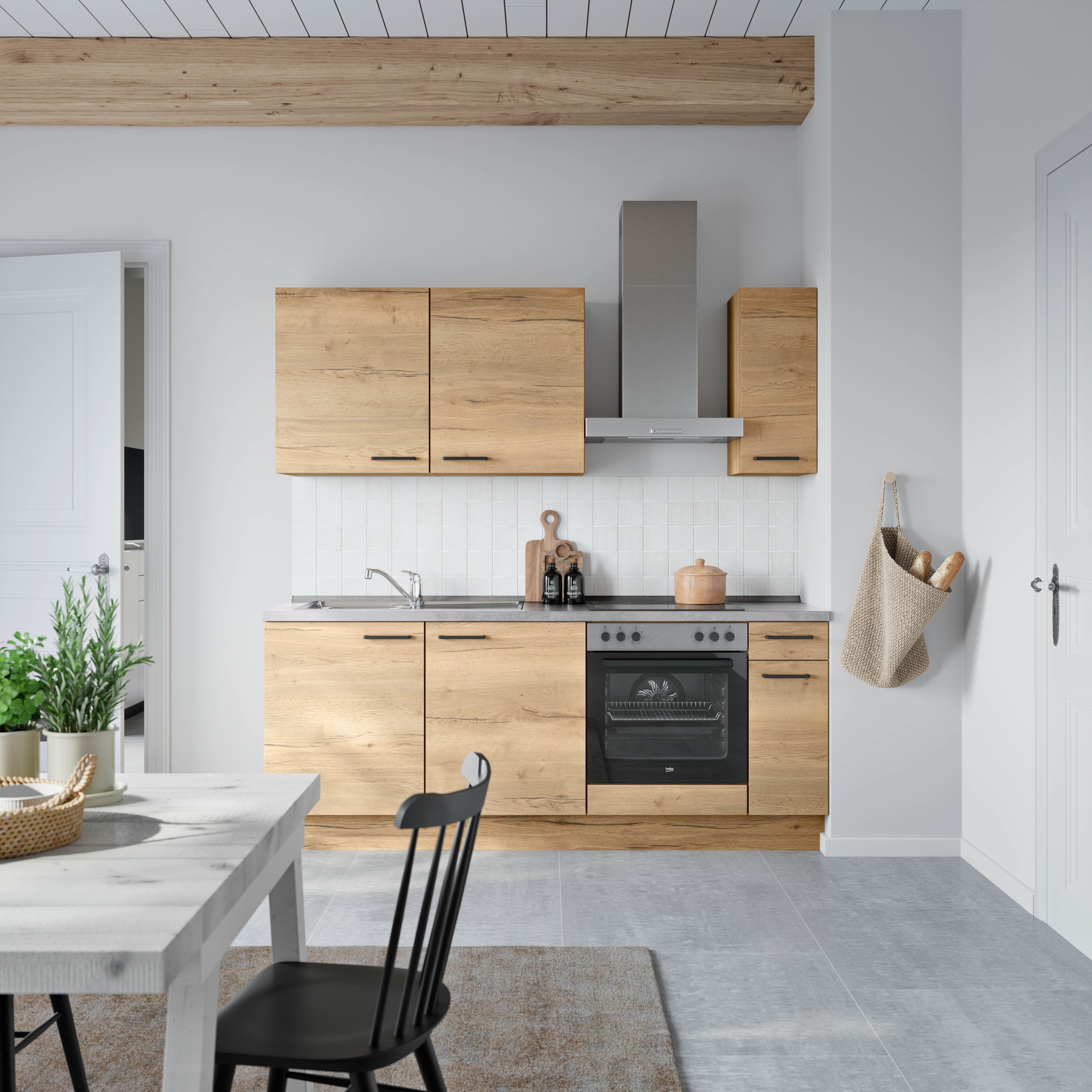 nobilia® Küchenzeile »"Structura I"«, vormontiert, Ausrichtung wählbar, Breite 210 cm, wahlw. mit E-Geräten