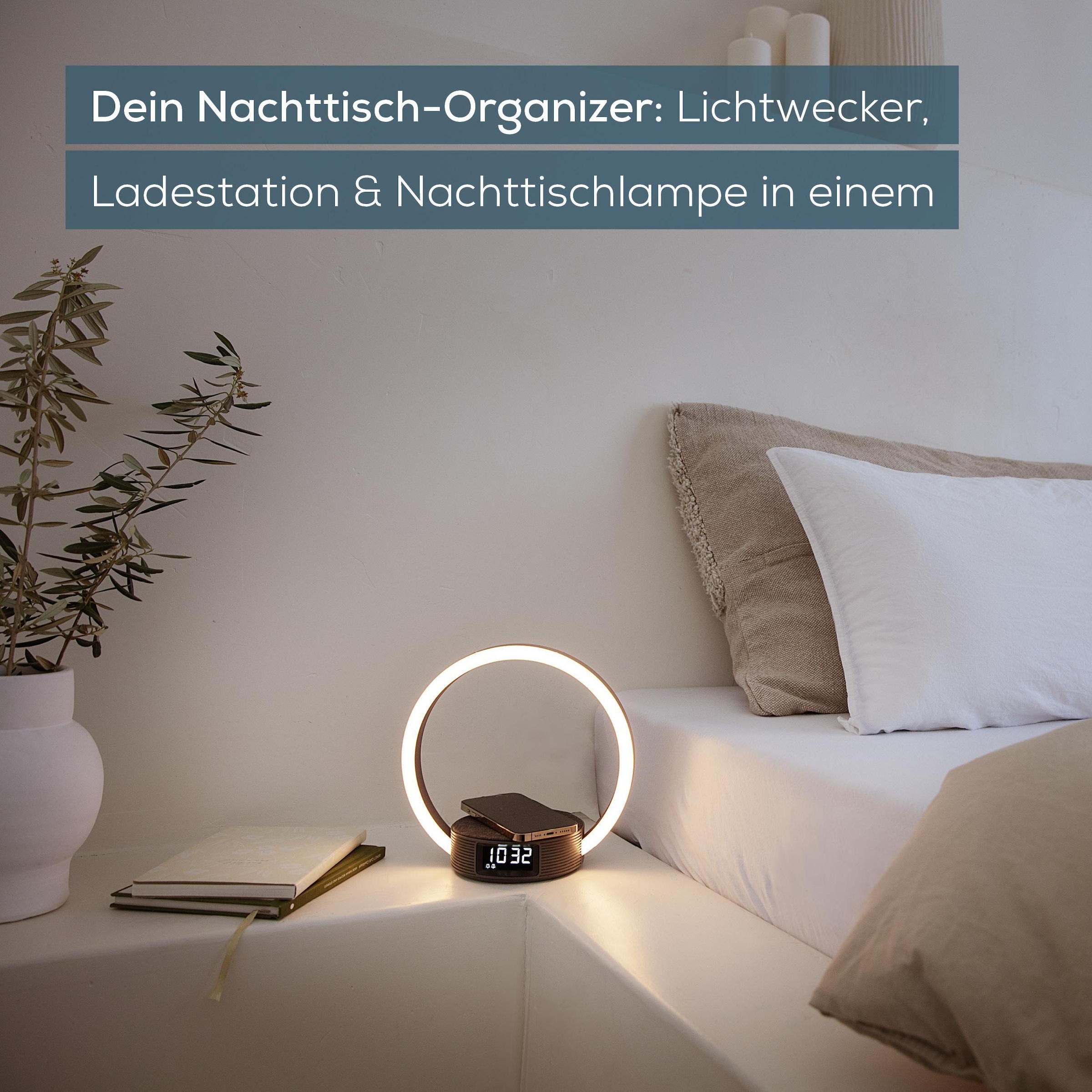 BEURER Tageslichtwecker »WL 65 Wake up+Charge mit Schnellladestation, Wecker und Leselampe«, Natürliches Einschlafen und sanftes Aufwachen