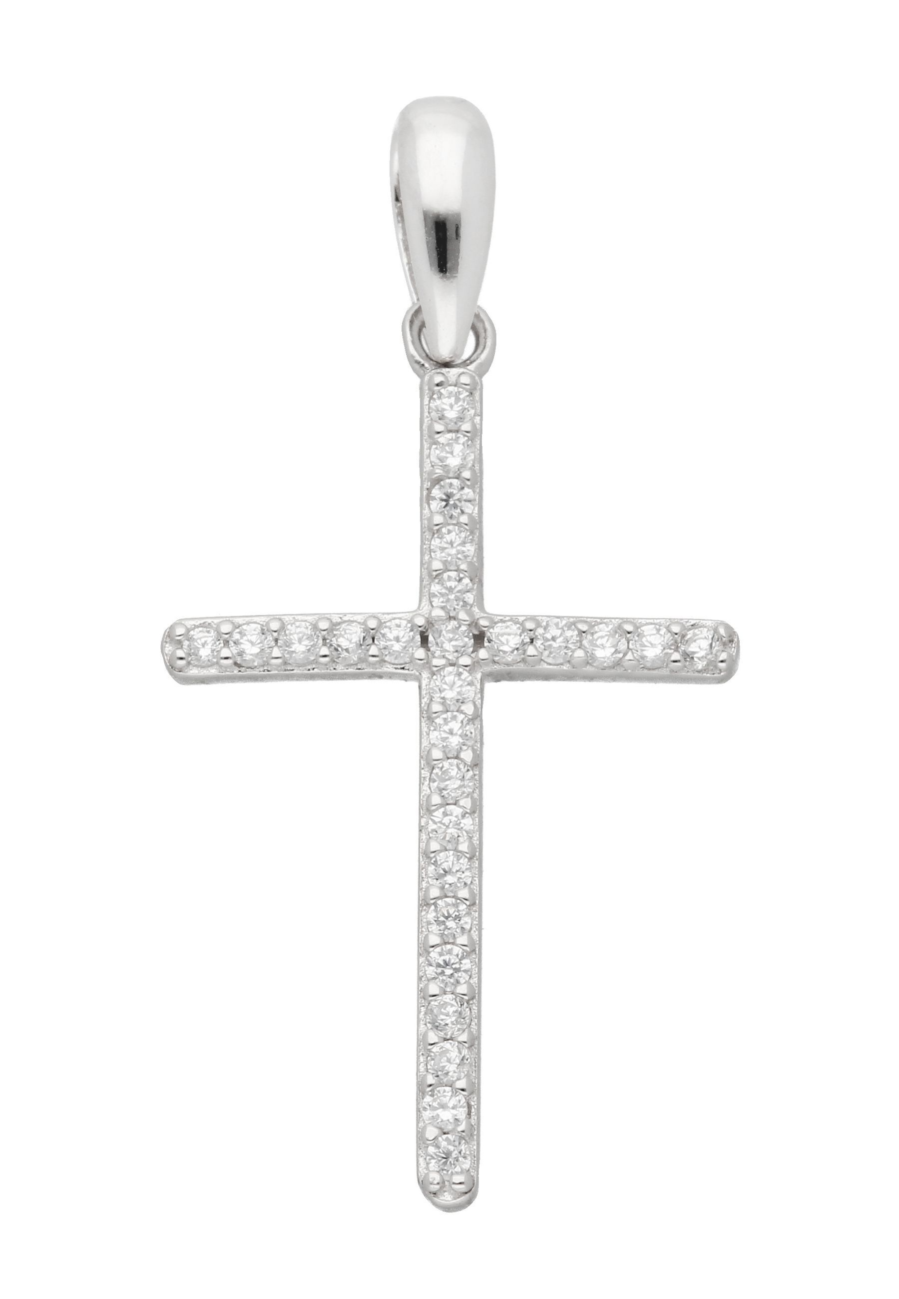 Adelia´s Kreuzanhänger »Damen & Herren 925 Silber Kreuz Anhänger mit Zirkonia«, mit Zirkonia für Damen & Herren