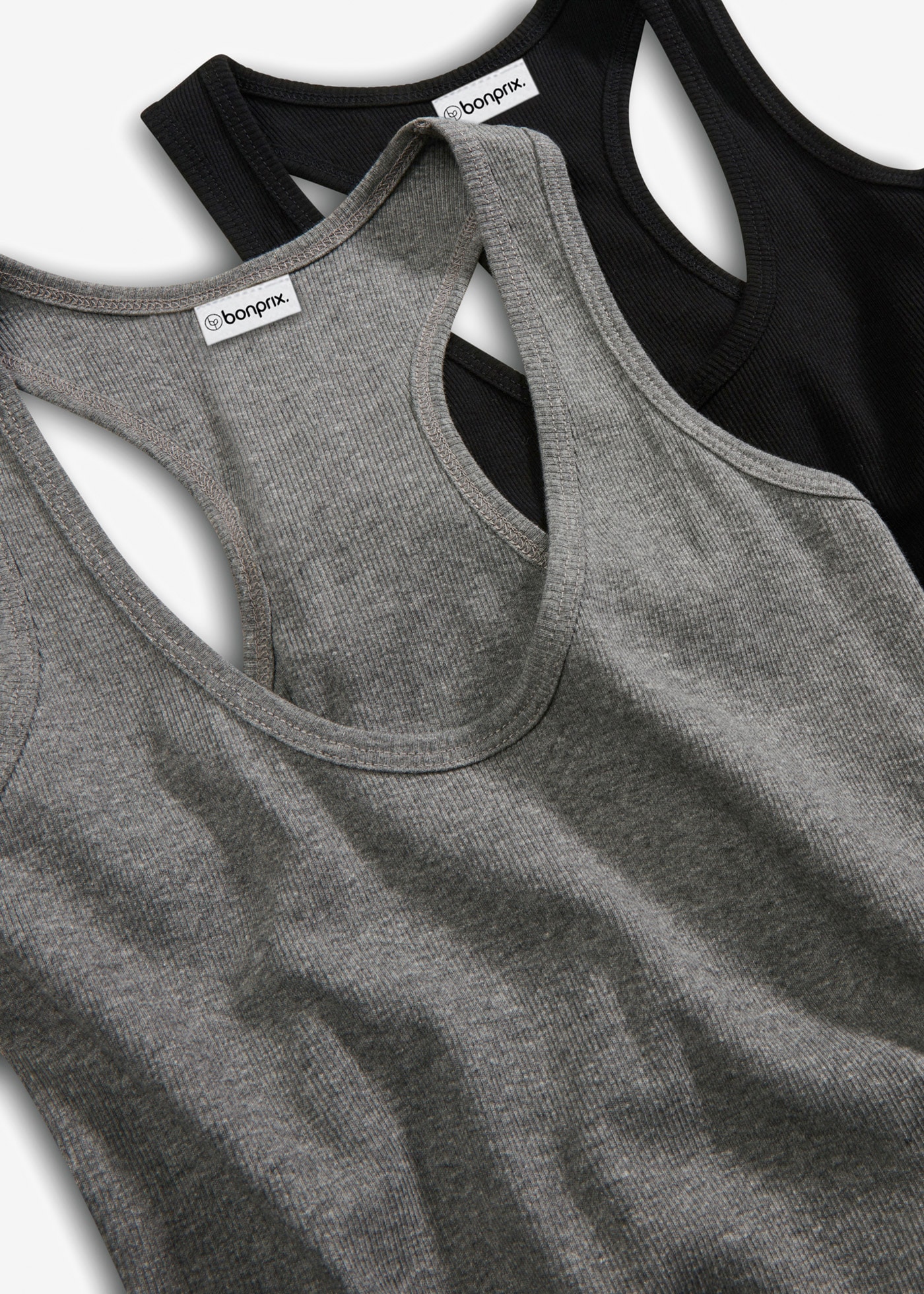bonprix Tanktop Packung, 2 Ringerrücken, Ripp-Qualität