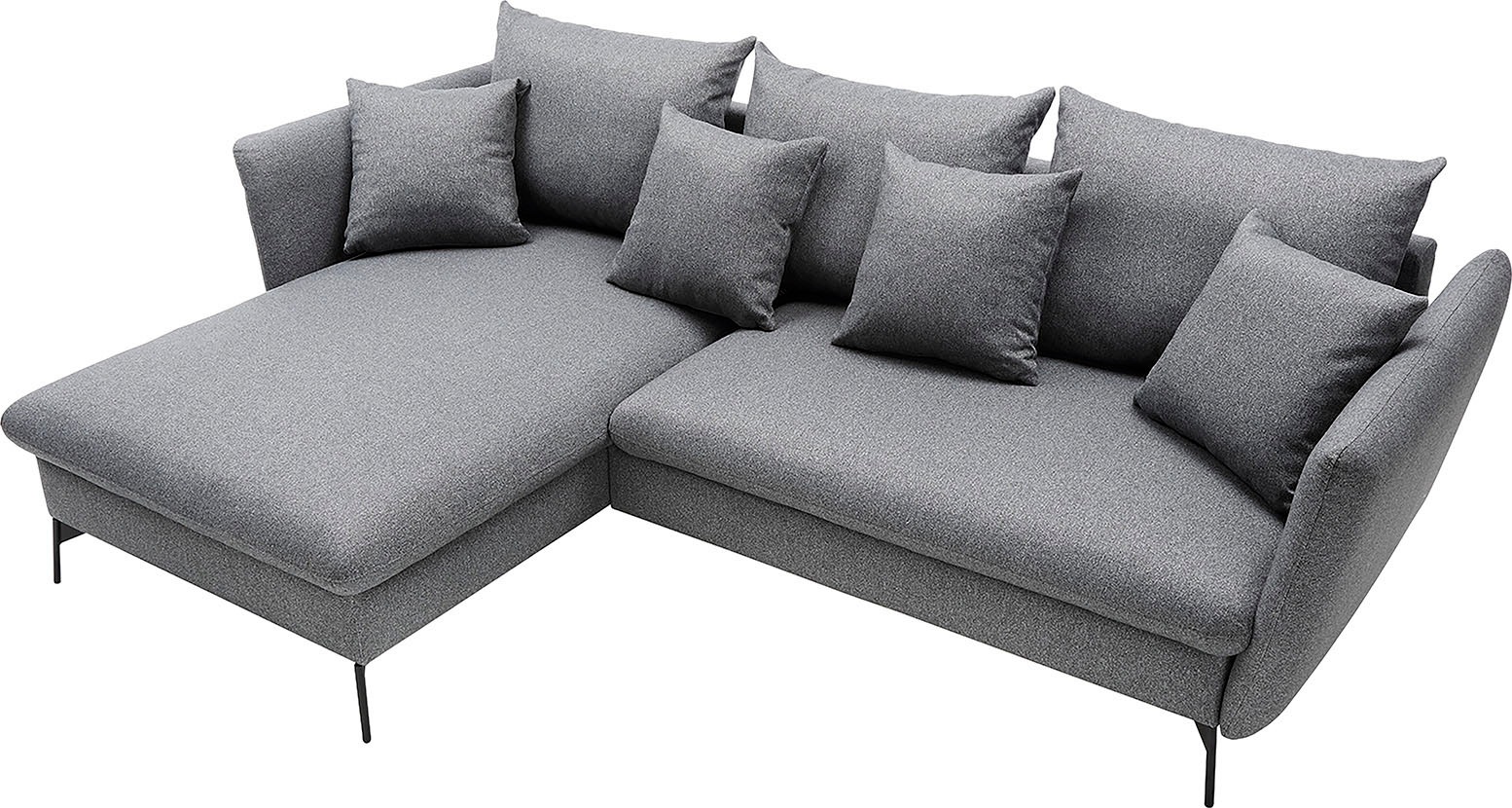 andas Ecksofa »LIVORNO,258 cm, L-Form,«, Schlaffunktion u. Bettkasten (139/224cm), Samt, Struktur, Webstoff