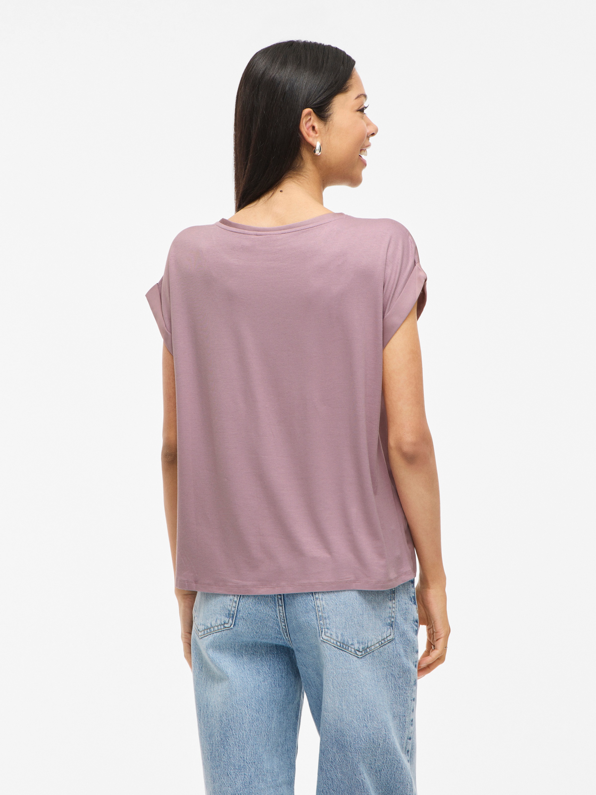 Vila Kurzarmshirt "VIELLETTE S/S SATIN TOP - NOOS", Satin Optik günstig online kaufen