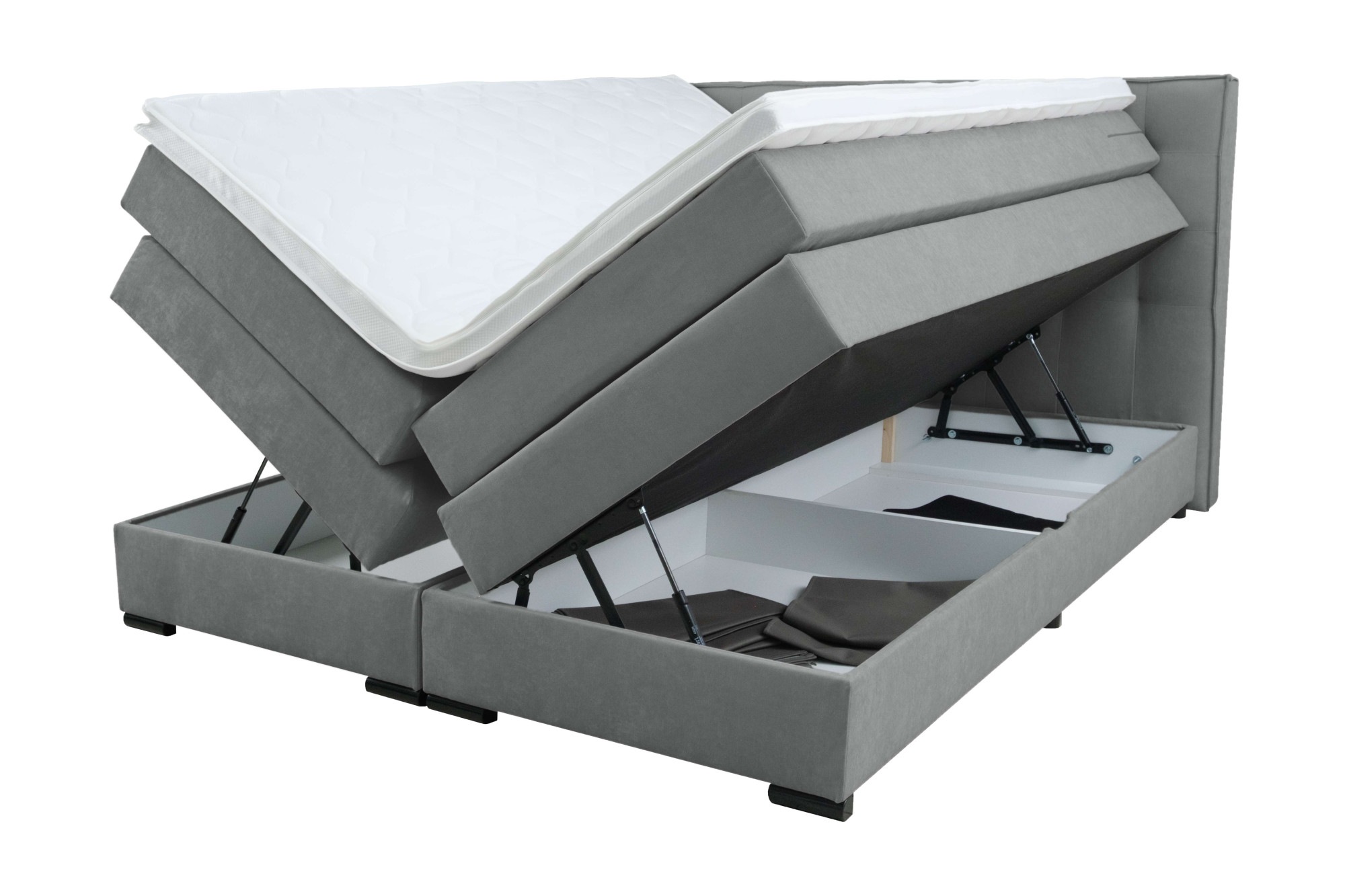 Home affaire Boxspringbett »Köln, Doppelbett, Polsterbett, Federkernbett, Komfortbett, 160, 180 cm« inkl. 6 cm Topper, zwei Bettkästen, Taschen-Federkernmatratze in H3