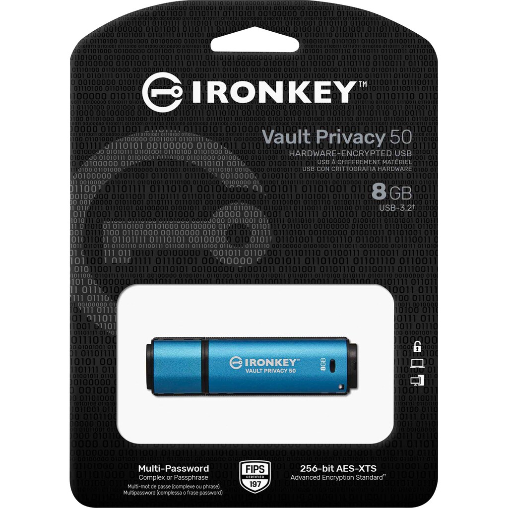 Kingston USB-Stick »IRONKEY VAULT PRIVACY 50 SERIE 128GB«, (USB 3.2 Lesegeschwindigkeit 250 MB/s)