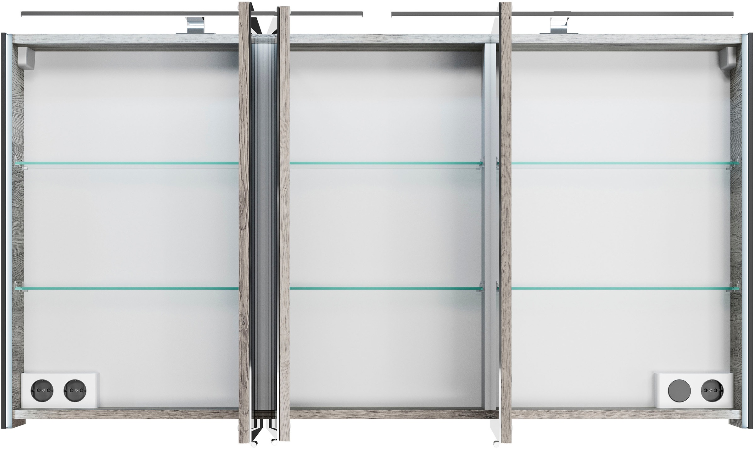 Saphir Spiegelschrank »Serie 7045 Badezimmer-Spiegelschrank inkl. LED-Beleuchtung, 3 Türen«, Badschrank 133,2 cm breit, inkl. LEDplus Schalter und Türdämpfer