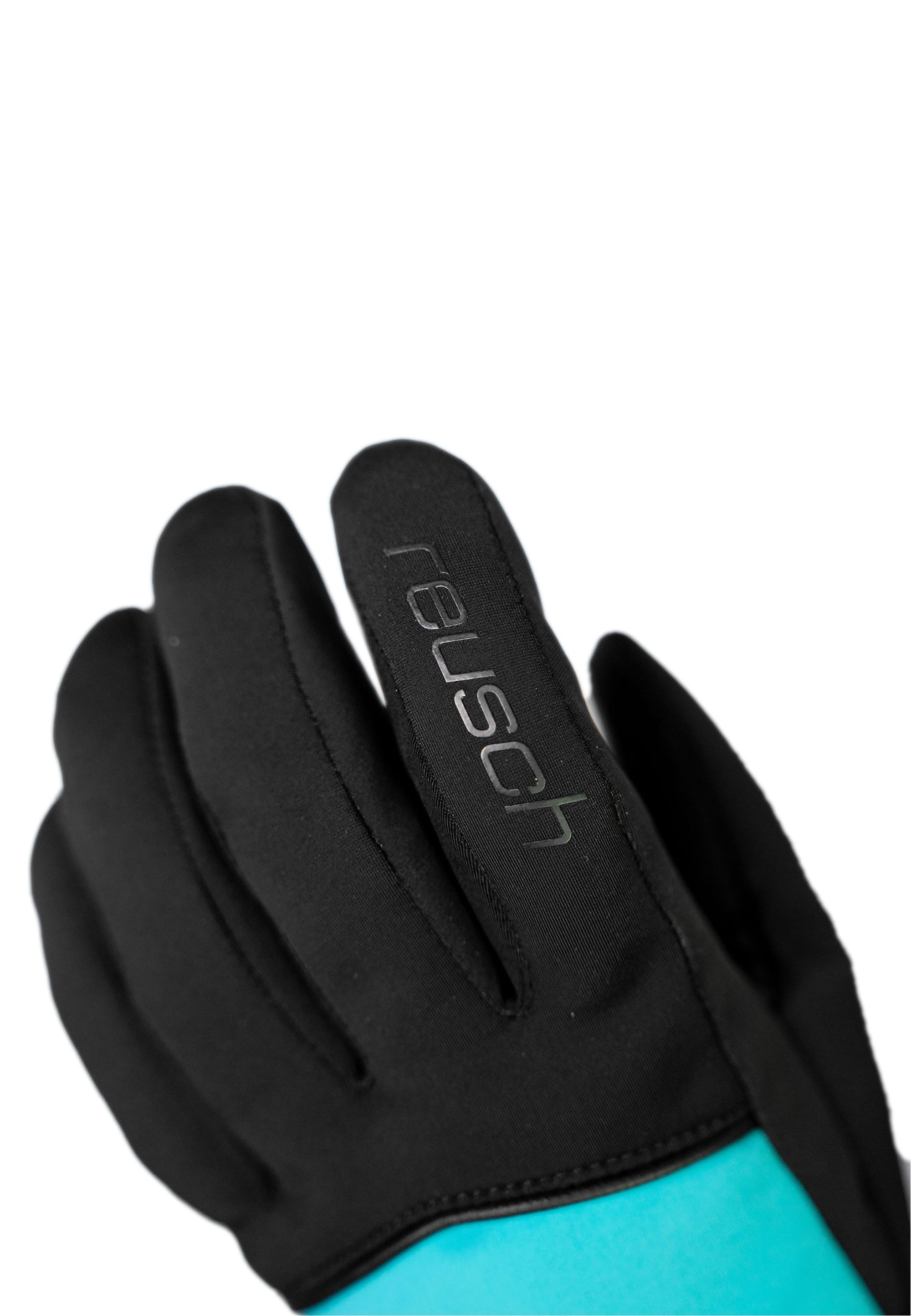 Skihandschuhe REUSCH "Amira GORE-TEX", Damen, Gr. 8,5, schwarz, türkis, 55% Polyester, 28% Polyamid, 10% Ziegenleder, 7% Elasthan, mehrfarbig, Handschuhe, mit wasserdichter und atmungsaktiver Membran 2