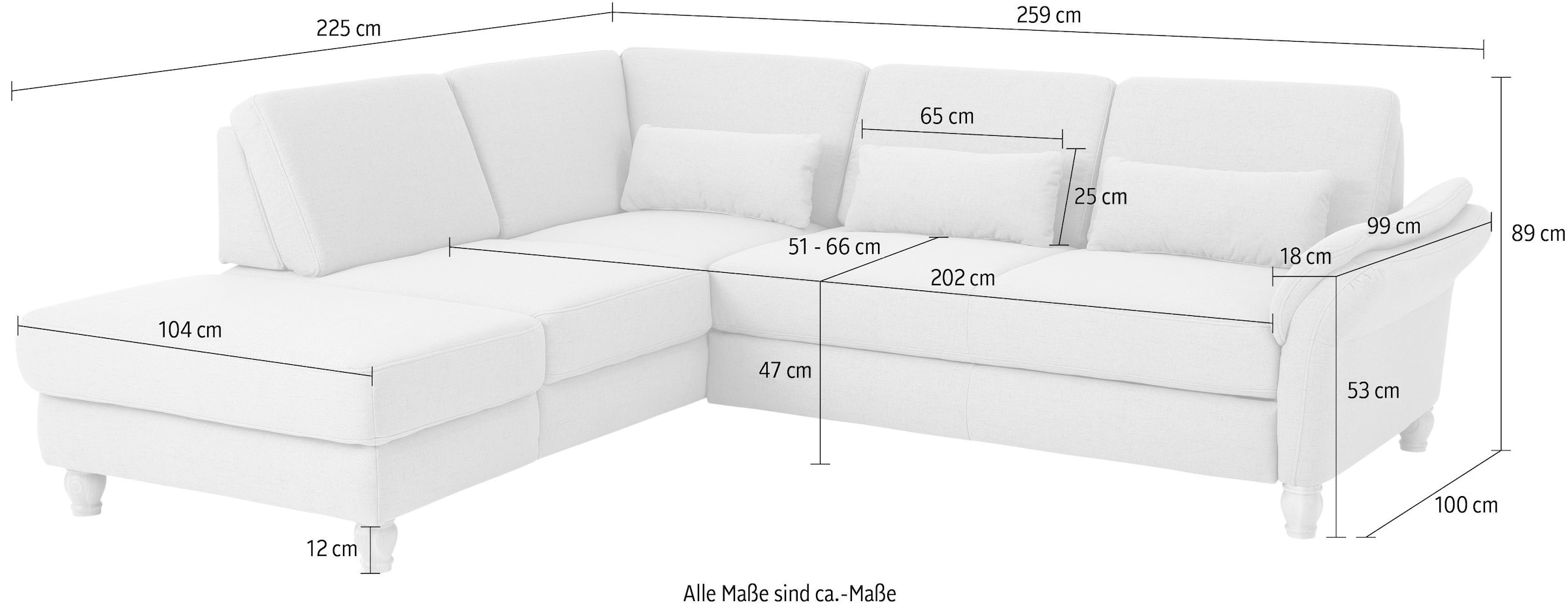 Home affaire Ecksofa »Palace L-Form« incl. Sitztiefenverstellung, wahlweise mit Bettfunktion und Stauraum