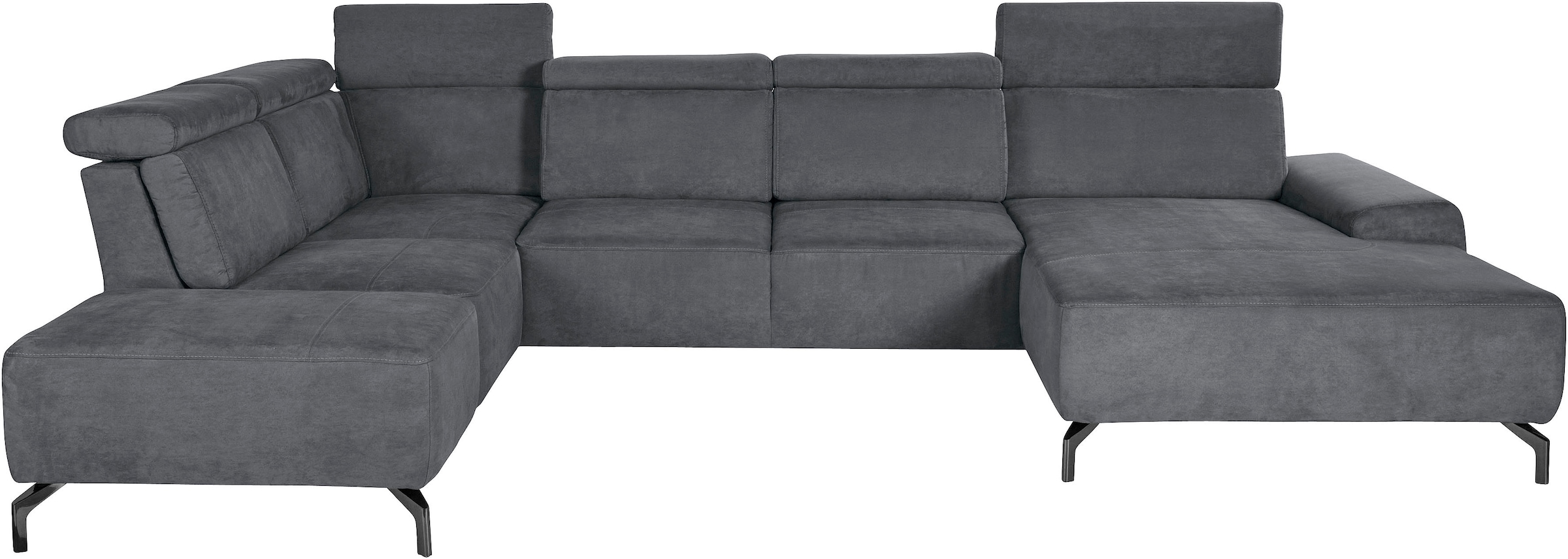 sit&more Wohnlandschaft "Gizeh U-Form" 15 cm Fußhöhe, inklusive Sitztiefenverstellung und Kopfteilverstellung