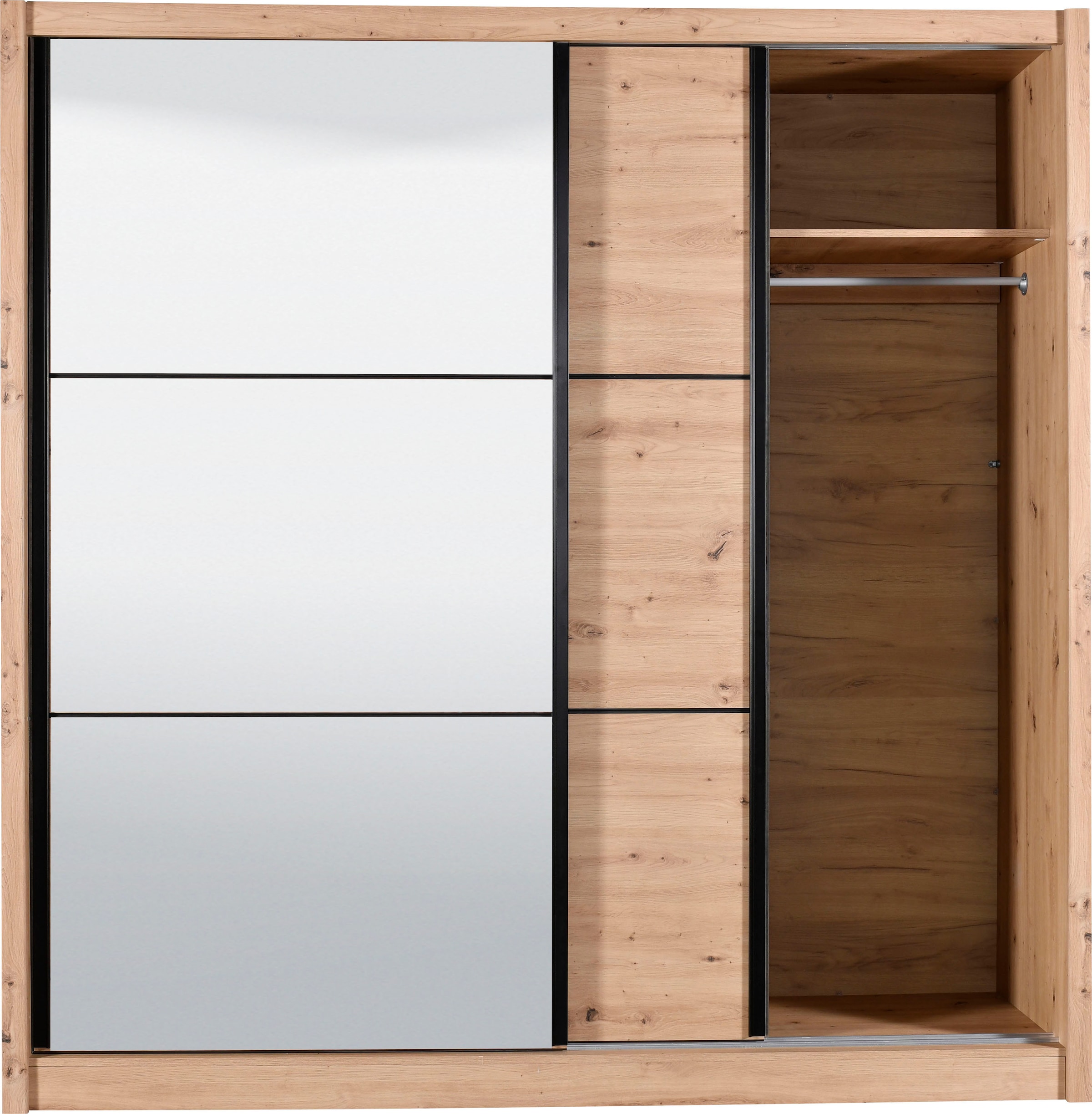 INOSIGN Schwebetürenschrank »Navara Kleiderschrank mit Spiegel Wäscheschrank Garderobe«, mit großzügiger Innenausstattung, FSC®-zertifiziert, in 3 Breiten