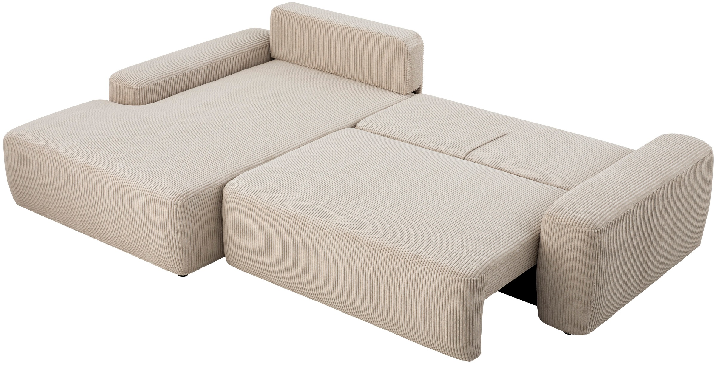 INOSIGN Ecksofa »TORGE (264cm), Schlafsofa in Cord, Samtvelours o Struktur fein, L-Form«, Schlaffunktion, Bettkasten, Liegefläche: 125/210 cm