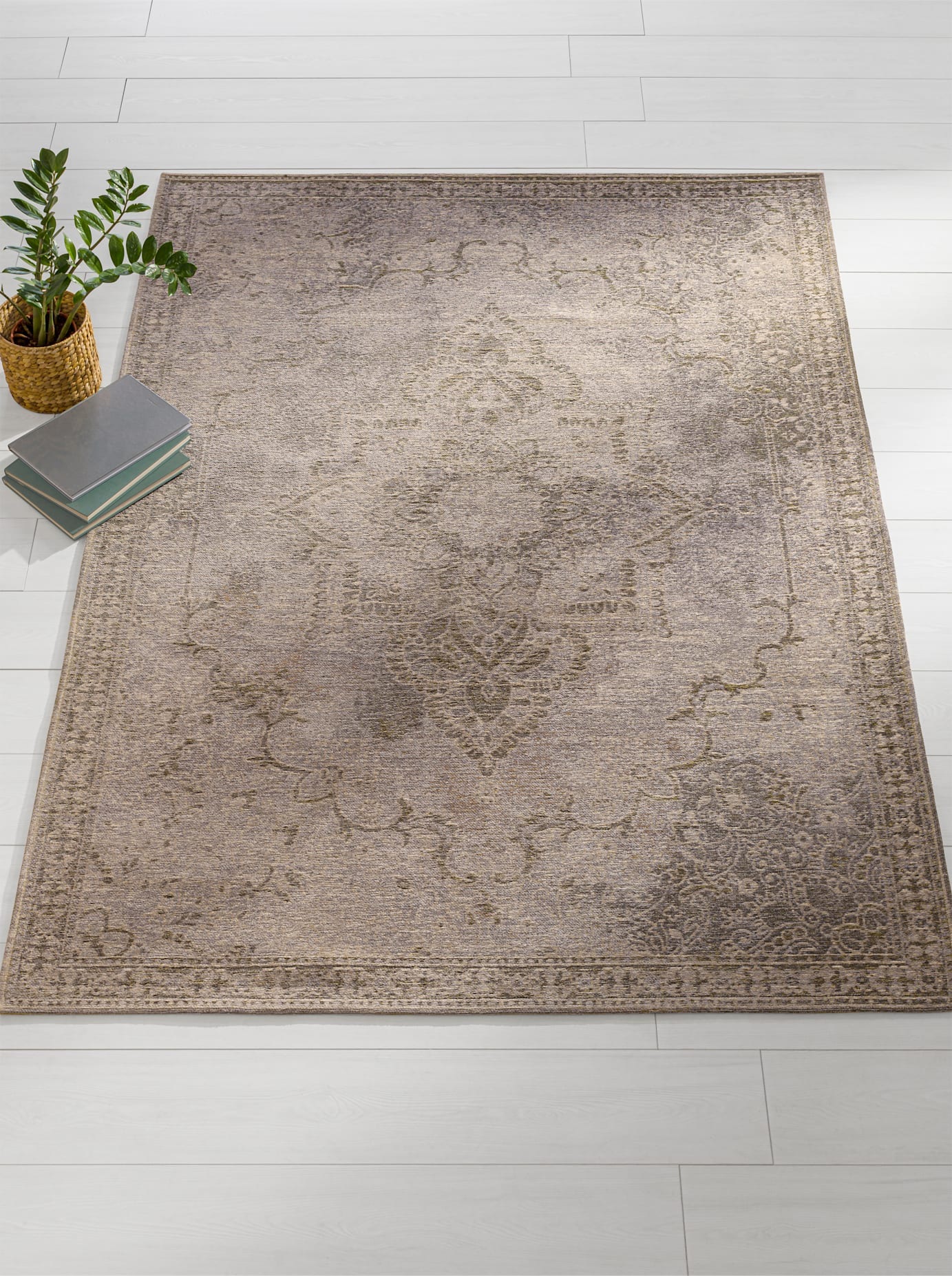 Teppich HEINE HOME Gr. 1, grau, beige, B:60cm H:5mm L:95cm, Baumwolle, Kunstfaser, Polyester, Teppiche, Teppich 2