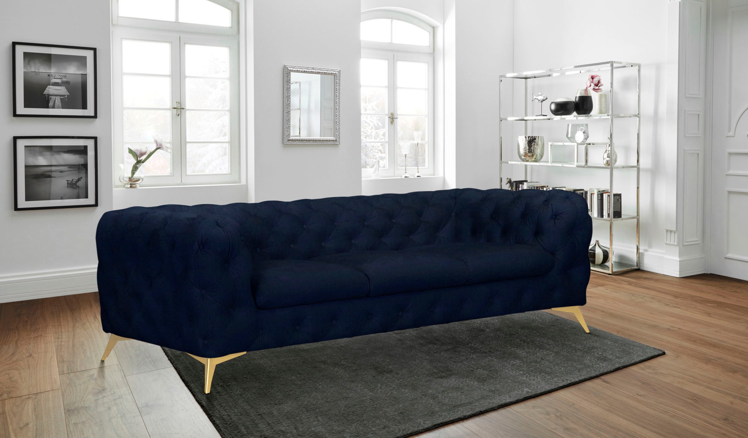 Leonique Chesterfield-Sofa »Glynis«, aufwändige Knopfheftung, moderne Chesterfield Optik, Fußfarbe wählbar