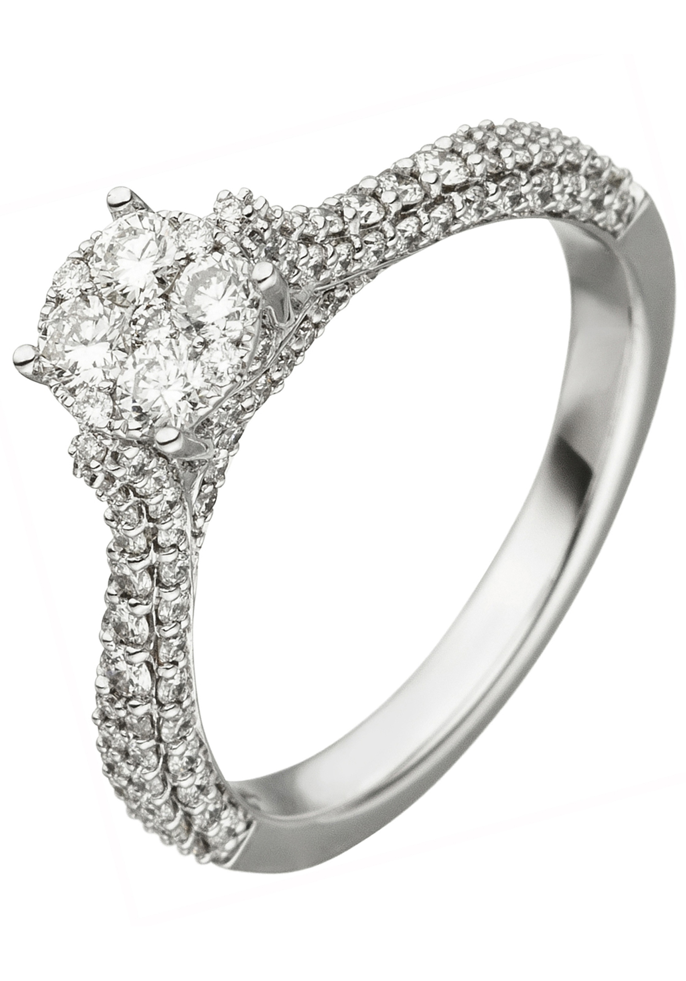 Diamantring JOBO "Ring Weißgoldring" Gr. 54, weißgold 585, Fingerringe, Damen, 54, SI = kleine Einschlüsse, Diamanten Weißgold 585, Diamanten, Weißgold 585, Diamantring, 585 Weißgold mit 119 Diamanten