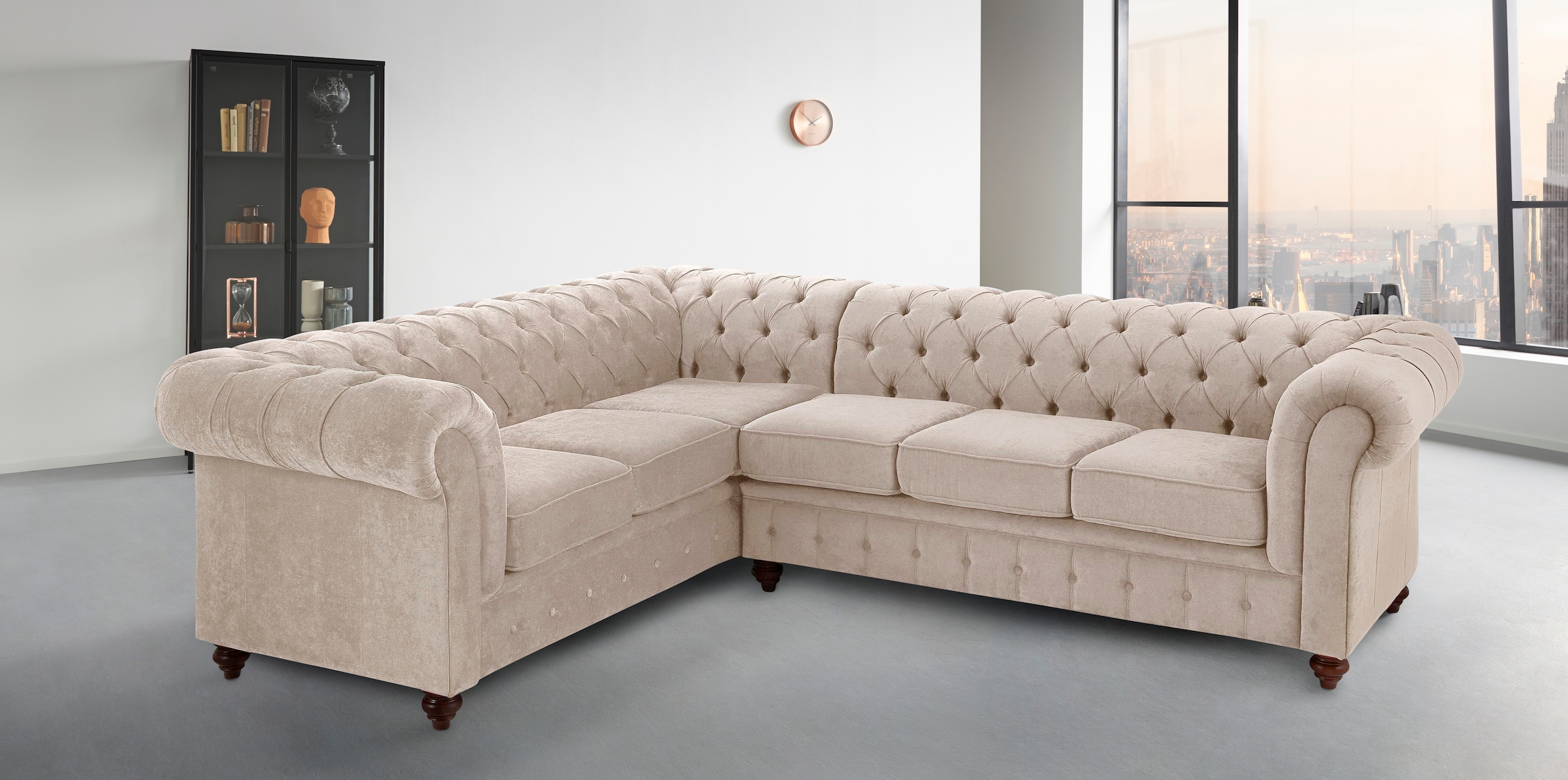 Home affaire Chesterfield-Sofa »Chesterfield Ecksofa, auch in Leder L-Form«, hochwertige Knopfheftung, langer Schenkel links oder rechts wählbar