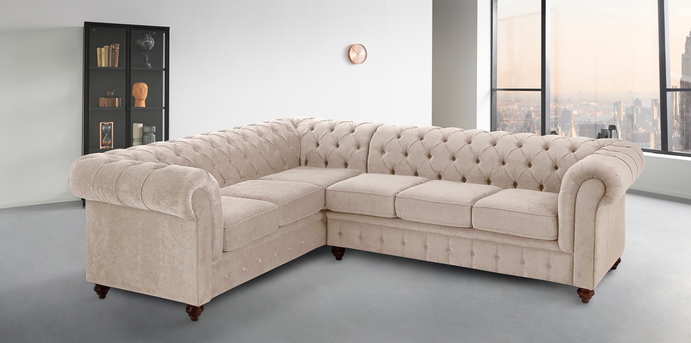 Home affaire Chesterfield-Sofa "Chesterfield Ecksofa, auch in Leder L-Form" günstig online kaufen