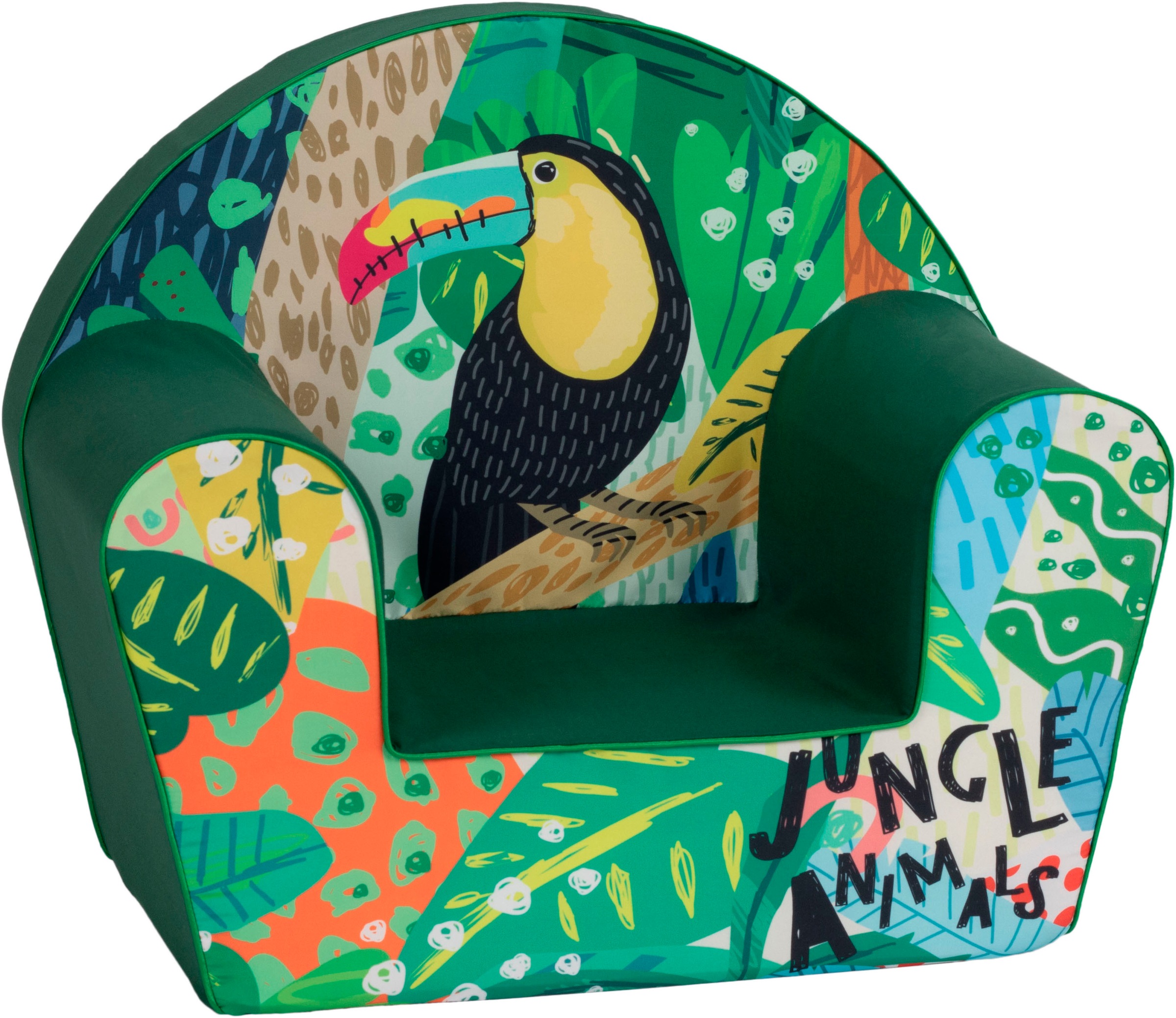 KNORRTOYS Kinder Sessel "Jungle animal", Baumwolle, B/H/T: 51cm x 42cm x 34cm, grün, B:51cm H:42cm T:34cm, Sessel, für Kinder; Made in Europe