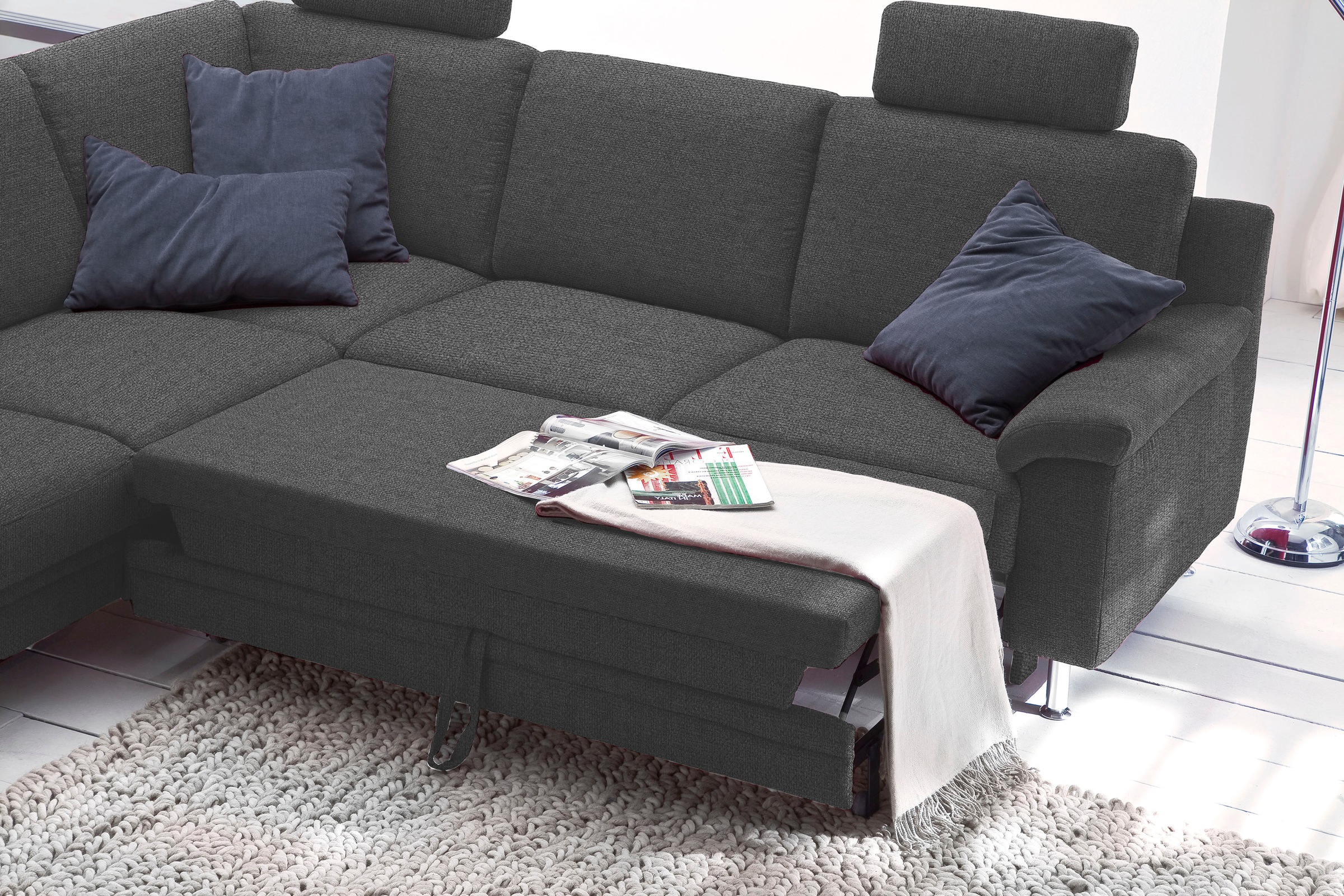 3C Carina Ecksofa »Korfu L-Form«, incl.- 1 Kopfstütze, wahlweise mit Schlafunktion und Stauraum