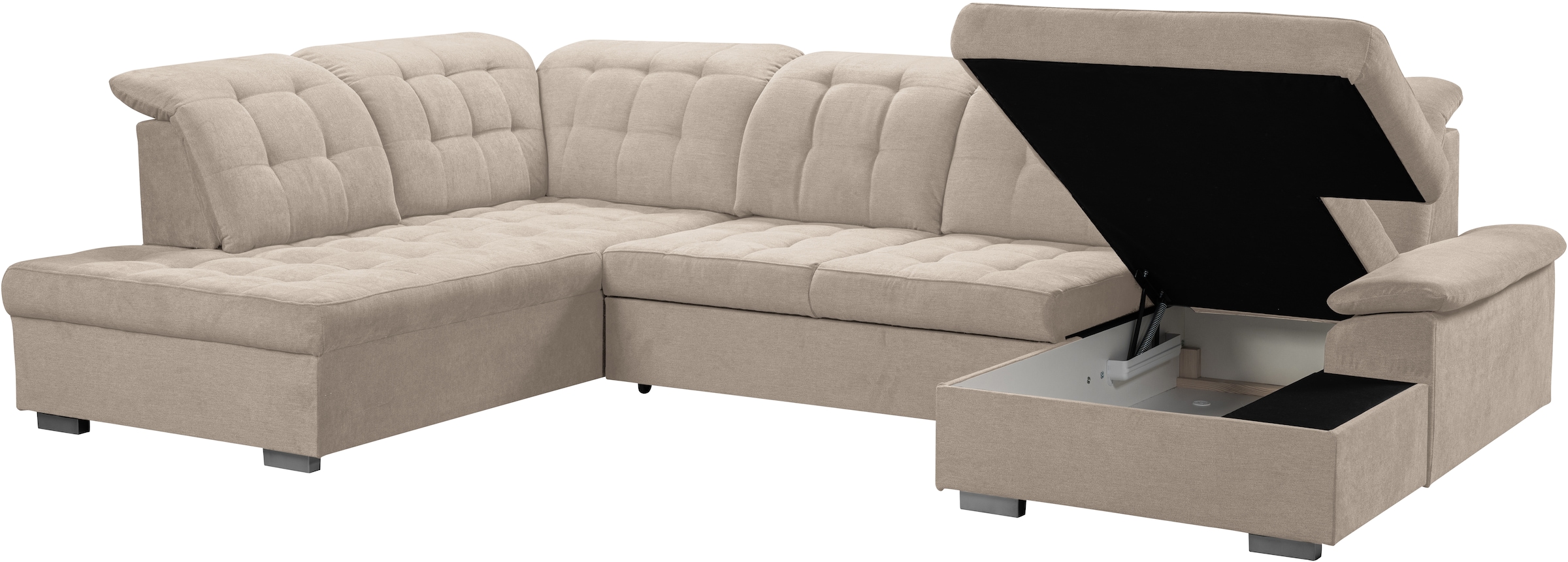 WERK2 Wohnlandschaft »Kordula-New U-Form«, Sofa in U-Form mit Schlaffunktion & Bettkasten, Schlafcouch