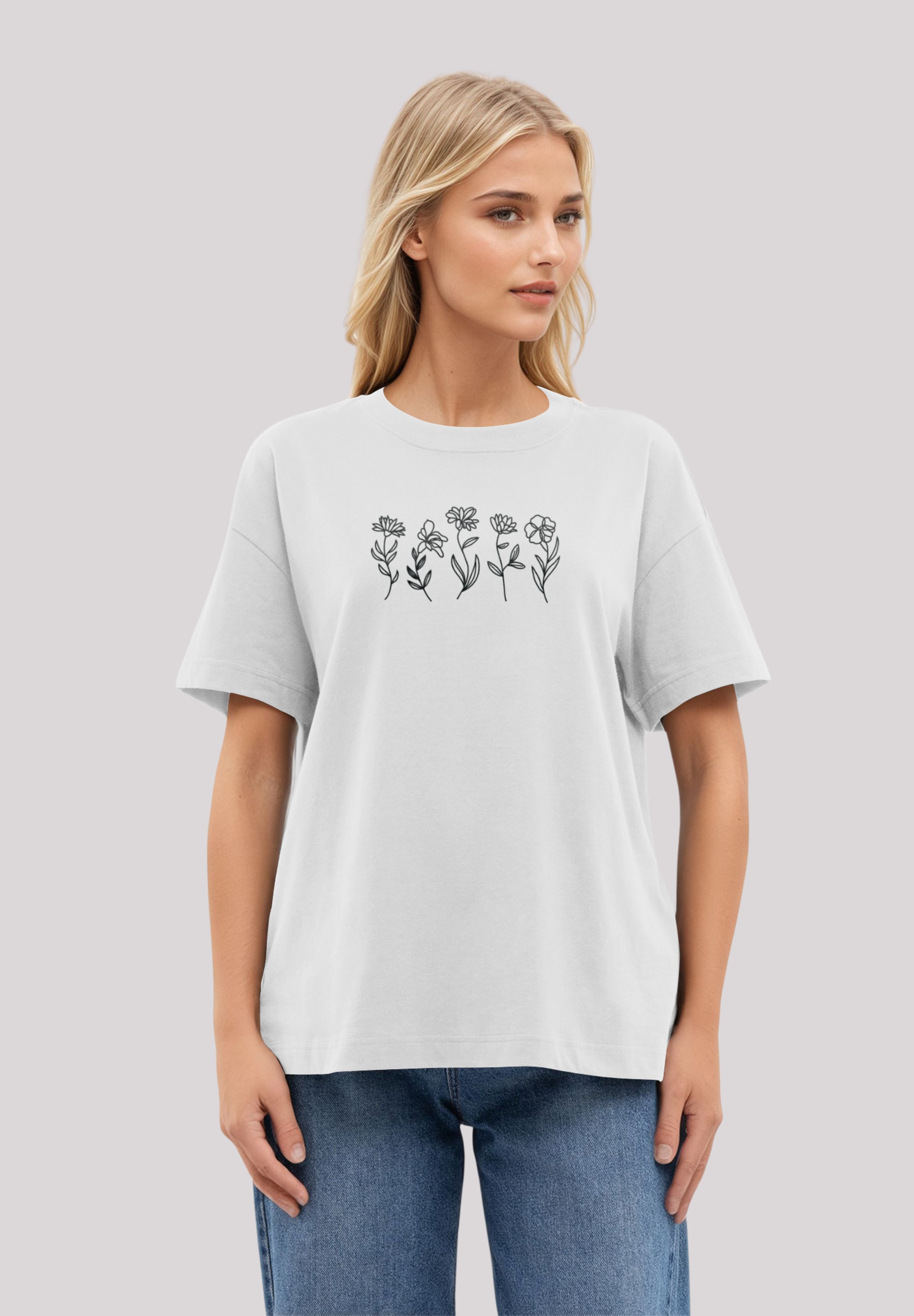 F4NT4STIC T-Shirt "Wildflower Minimalistic Bestickt", Premium Qualität günstig online kaufen