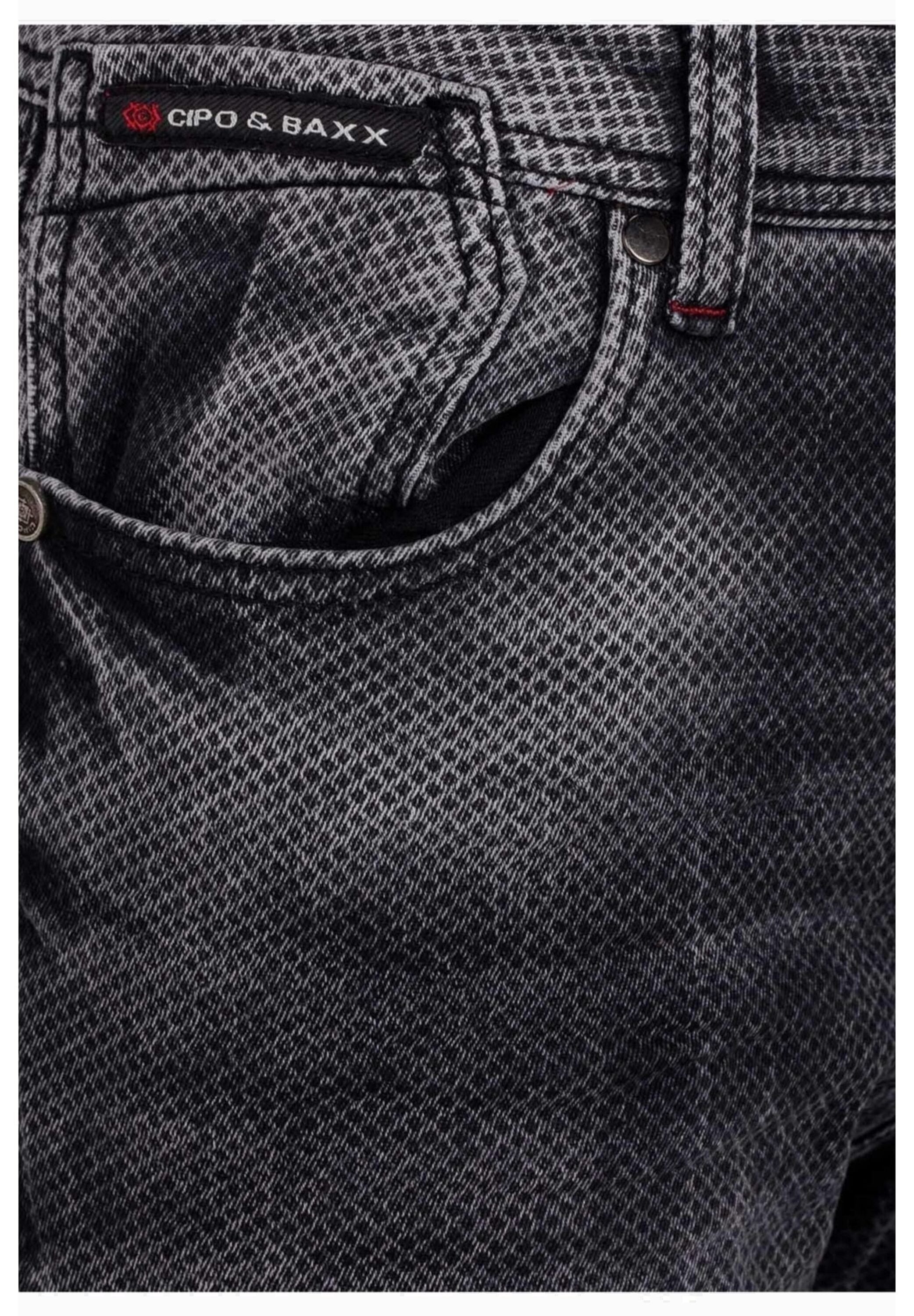 Cipo & Baxx Slim-fit-Jeans »Cipo & Baxx Jeans« mit Allover-Gitter-Musterung, CD543