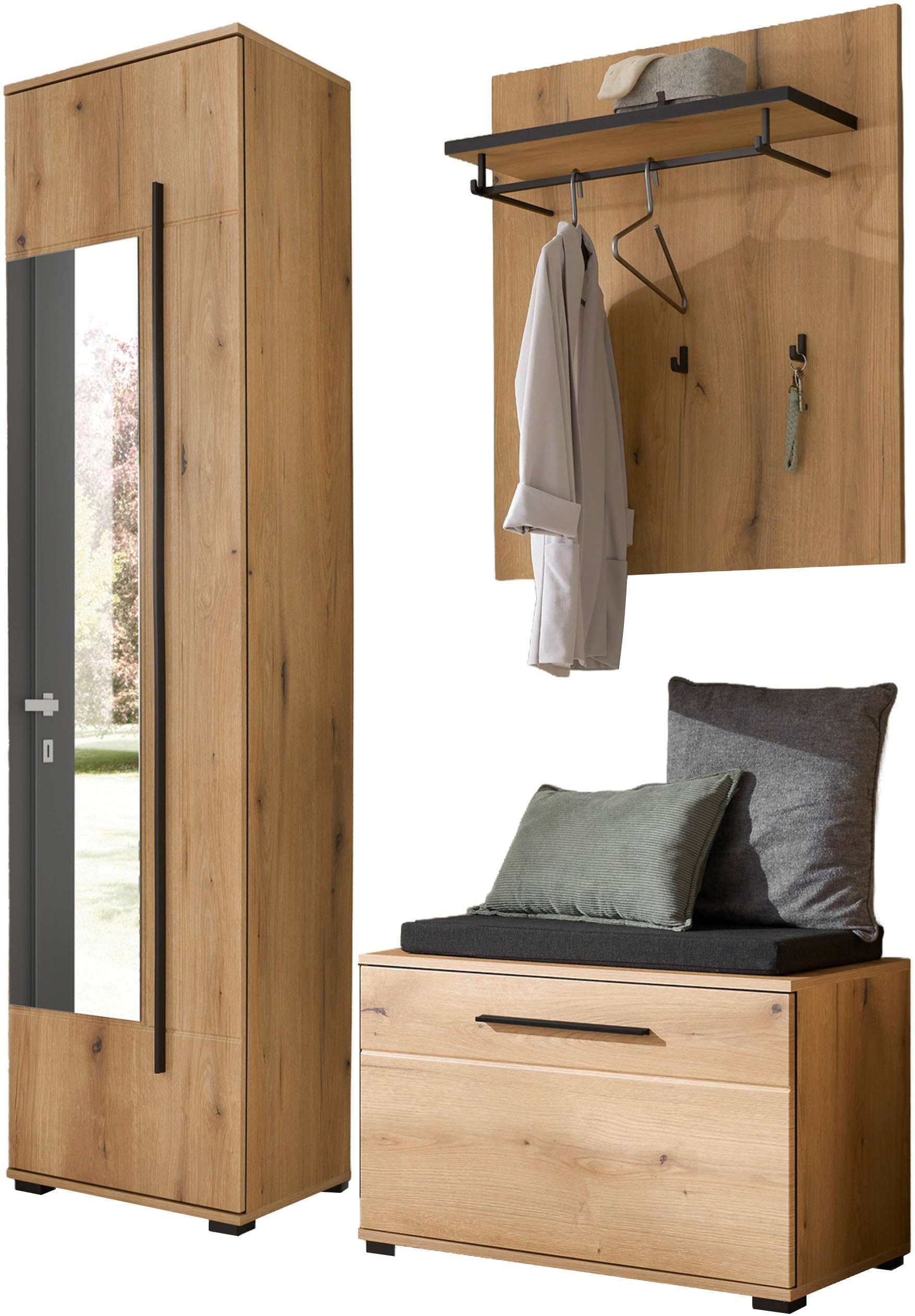 Home affaire Garderoben-Set "Cantara, moderne Garderobe, Komplettset mit viel Stauraum" Komplett-Set, 3 Stk. tlg.