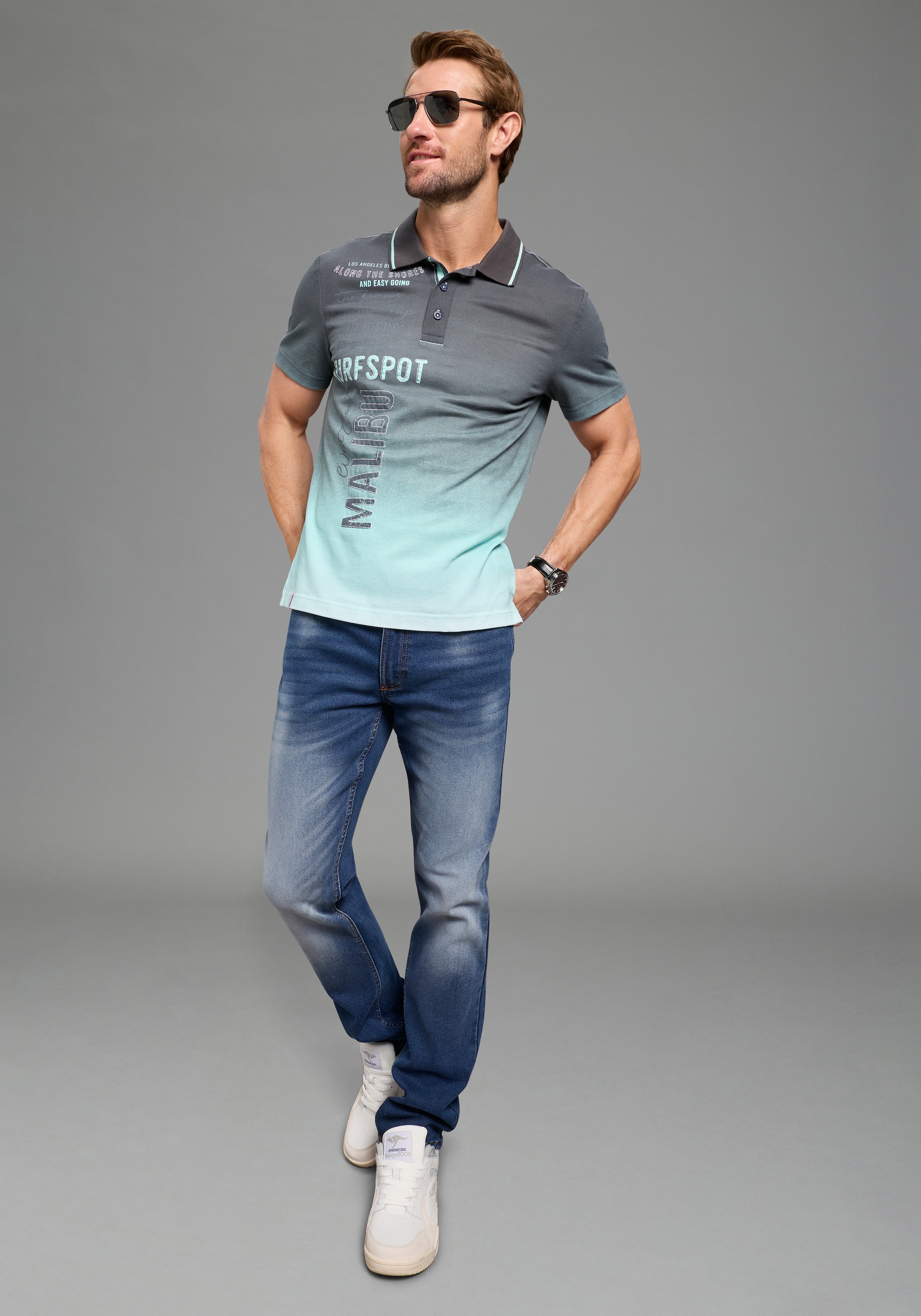 KangaROOS Poloshirt schmale Passform, Halbarm, Casual Stil