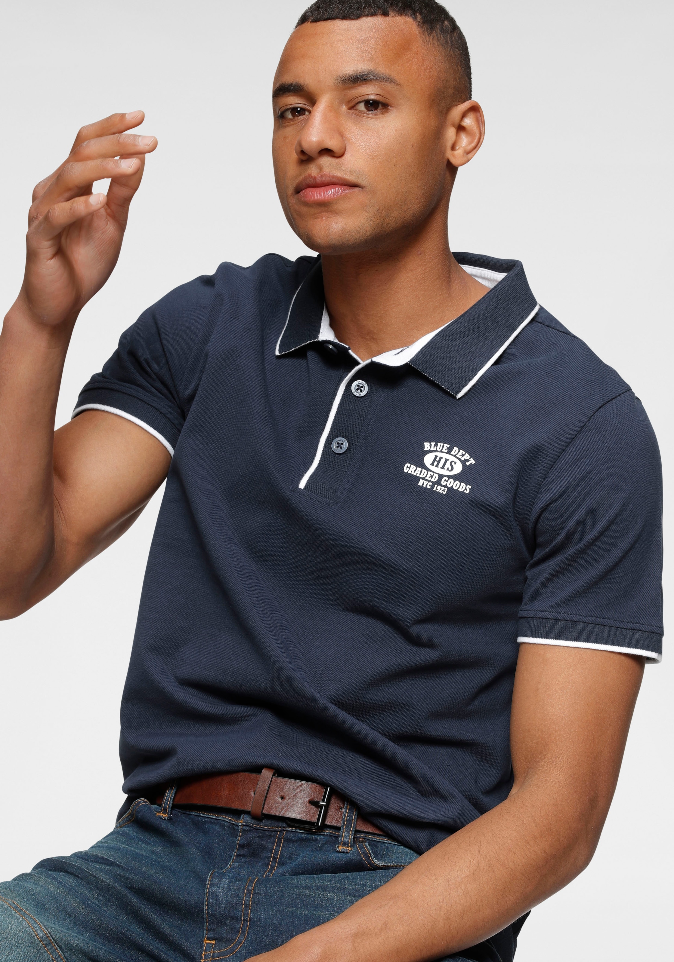 H.I.S Poloshirt, Kurzarm, schmal geschnitten, mit Polokragen, aus Piqué-Stoff