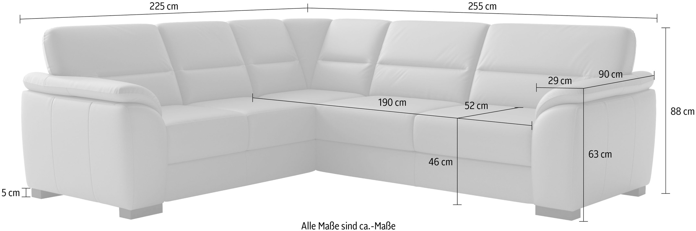 sit&more Ecksofa »Montego Leder, L-Form, B: 255cm« wahlweise mit Bettfunktion und Schubkasten