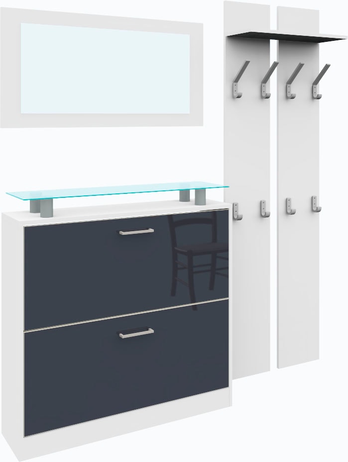 Garderoben-Set BORCHARDT MÖBEL, weiß, Flur, Kastenmöbel-Sets, "Finn", mit Glasablage