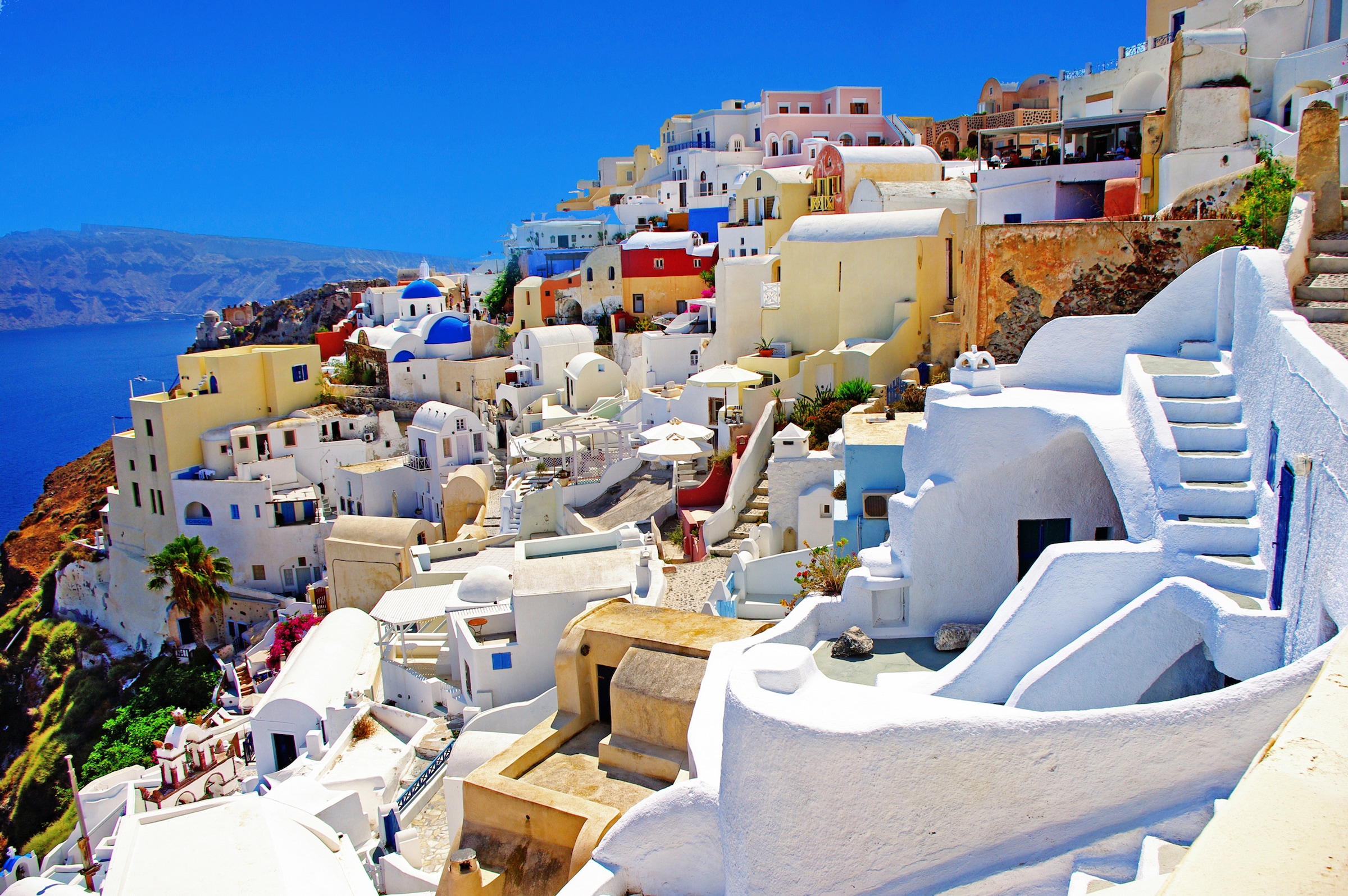 Papermoon Fototapete "SANTORINI-INSEL VULKAN MEER GRIECHENLAND GEBIRGE STRAND"