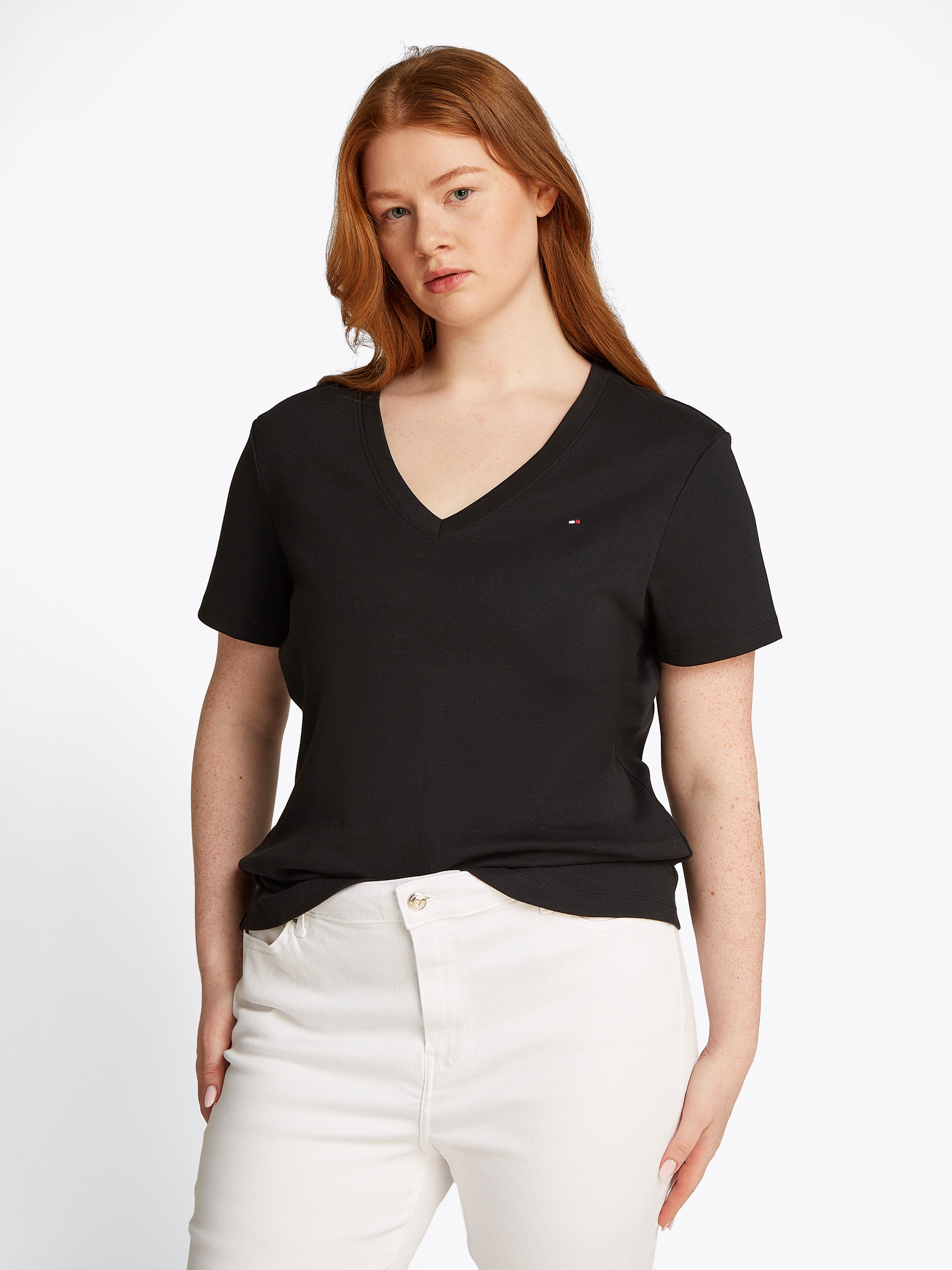 Tommy Hilfiger Curve V-Shirt »CRV SLIM CODY V-NK SS«, in Großen Größen