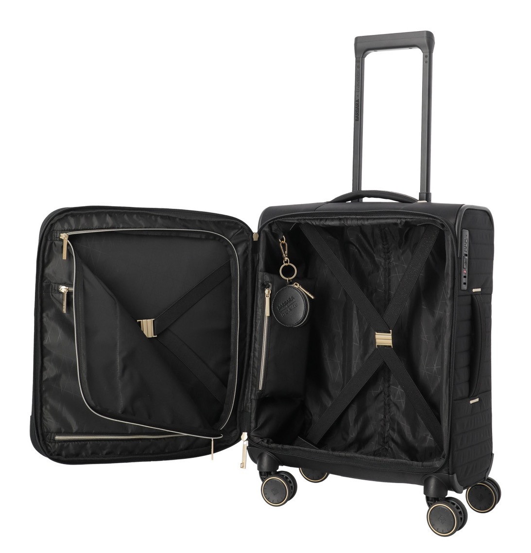 travelite Weichgepäck-Trolley »BARBARA & travelite | BARBARA STEPP, verschiedene Größen und Farben«, 4 Rollen, Weichgepäck-Koffer Schlüsselanhänger Volumenerweiterung bei S/M