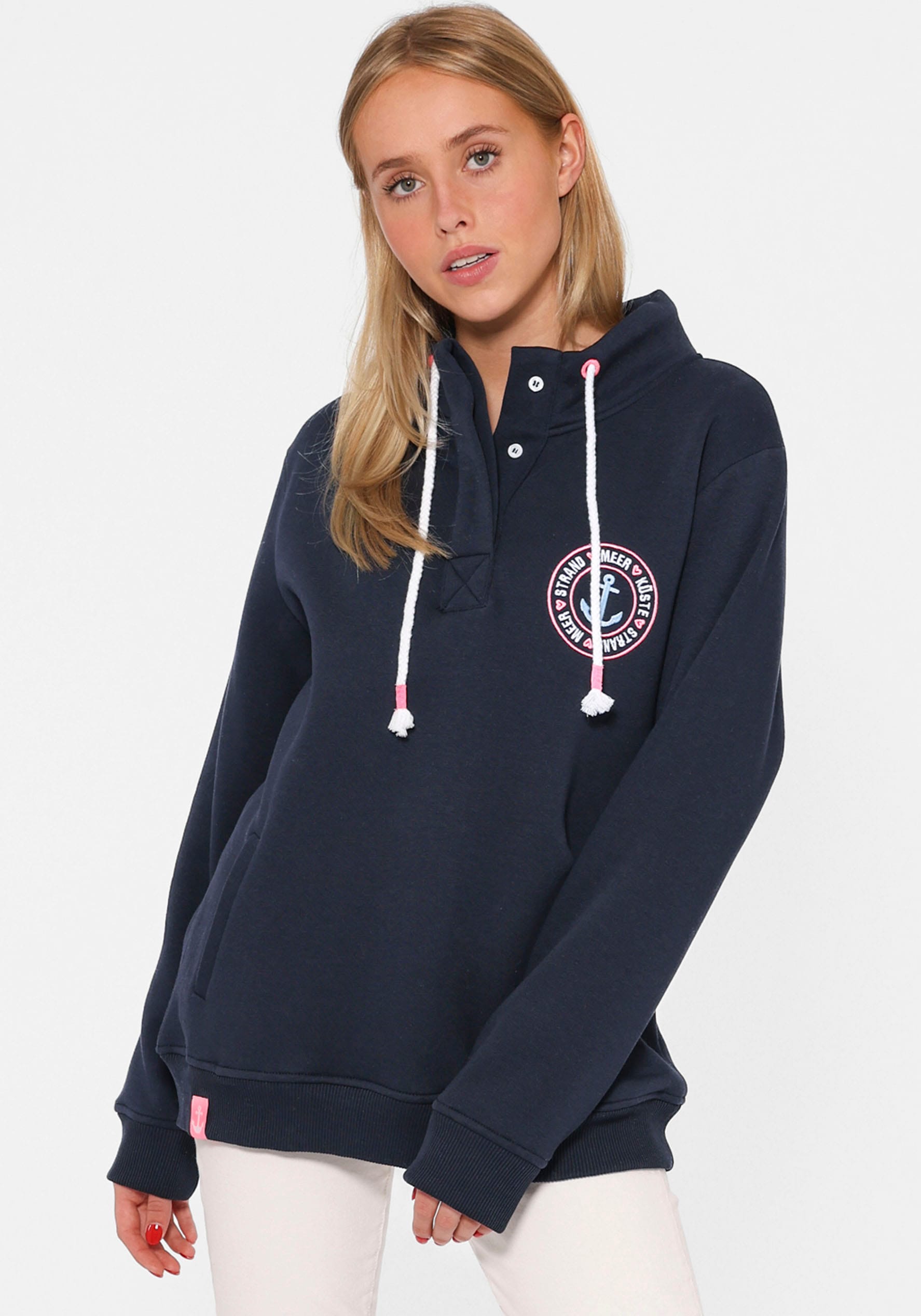 Zwillingsherz Troyer ""Anker Kreis"", Regular Fit, mit Zipper, Stehkragen, günstig online kaufen