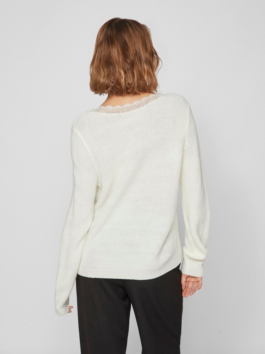 Vila V-Ausschnitt-Pullover »VILOU REV V-NECK L/S LACE KNIT TOP -NOOS«