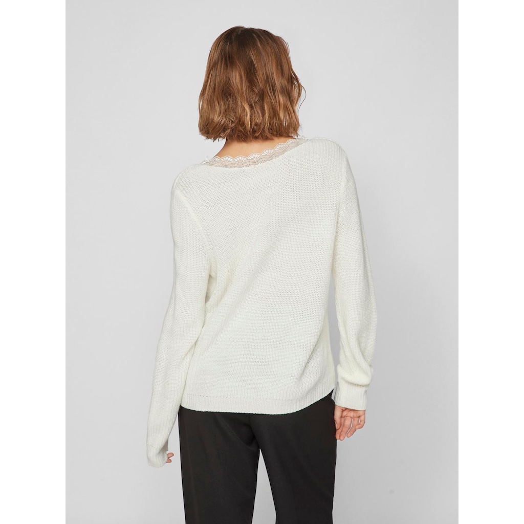 Vila V-Ausschnitt-Pullover »VILOU REV V-NECK L/S LACE KNIT TOP -NOOS«