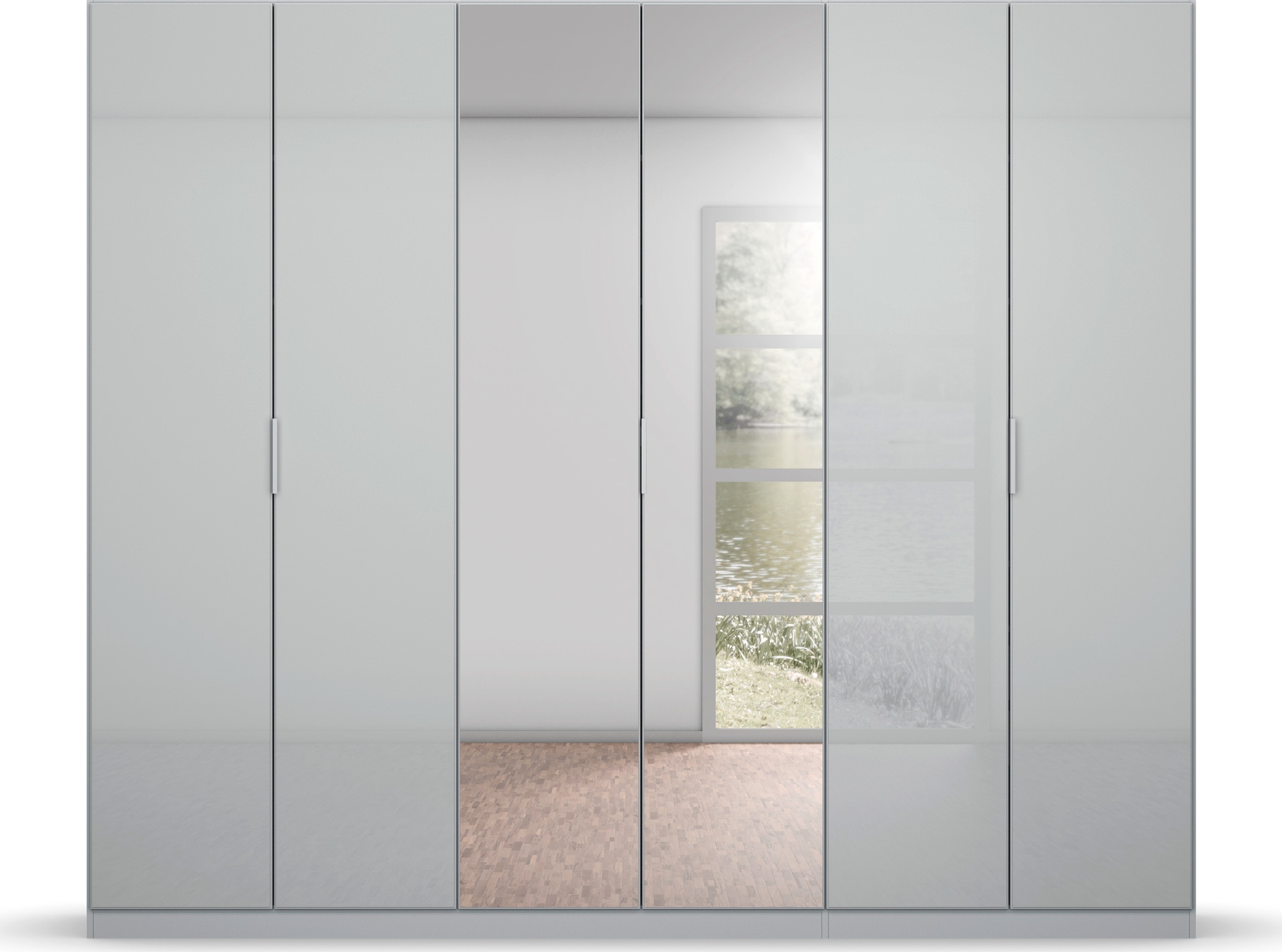 rauch Drehtürenschrank »Kleiderschrank Schrank Garderobe KOLUNA mit Glastüren und Spiegel«, inkl. 2 Innenschubladen sowie extra Einlegeböden MADE IN GERMANY