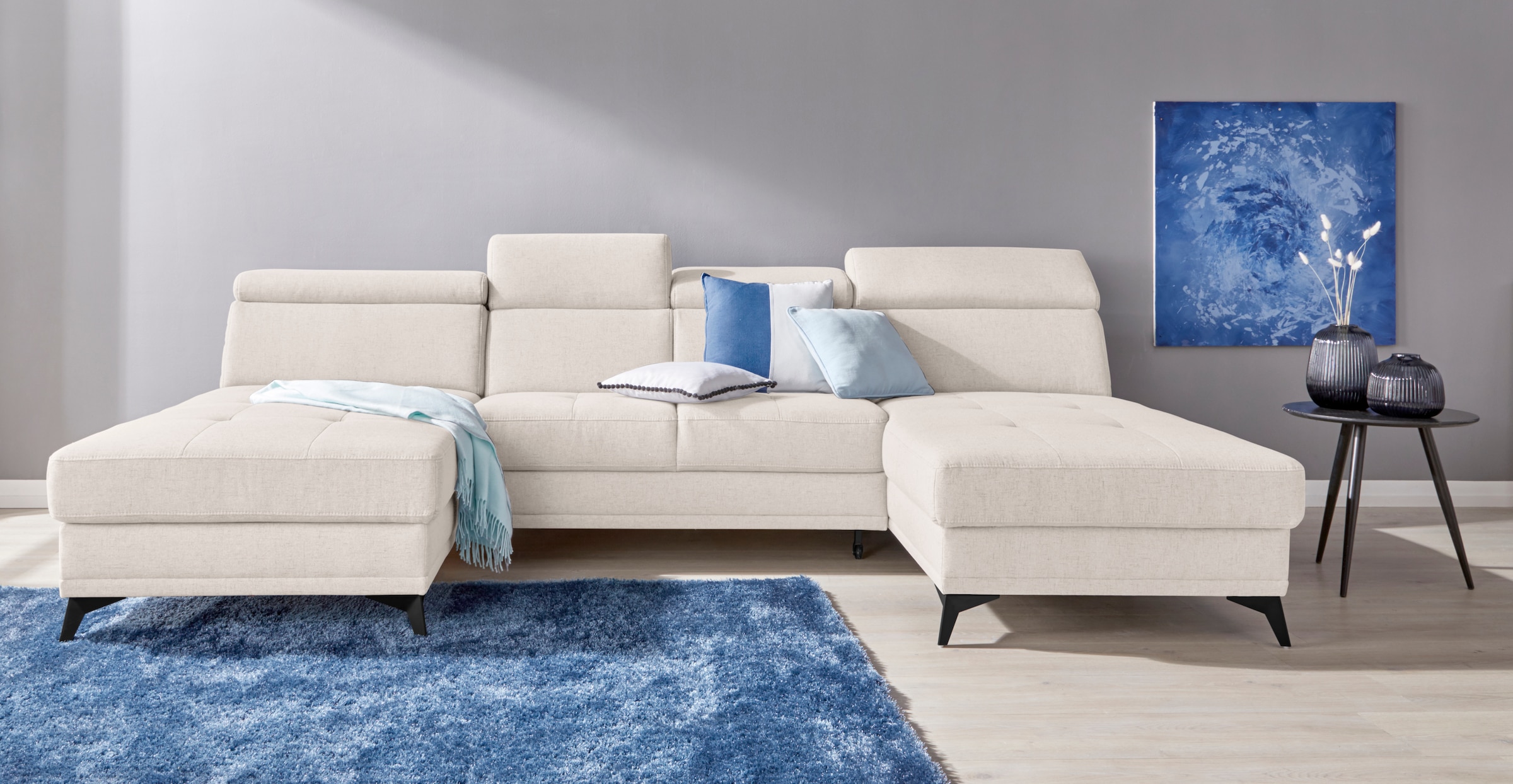 Home affaire Wohnlandschaft "Cardiz U-Form" inkl.Kopfteilverstellung und Fe günstig online kaufen