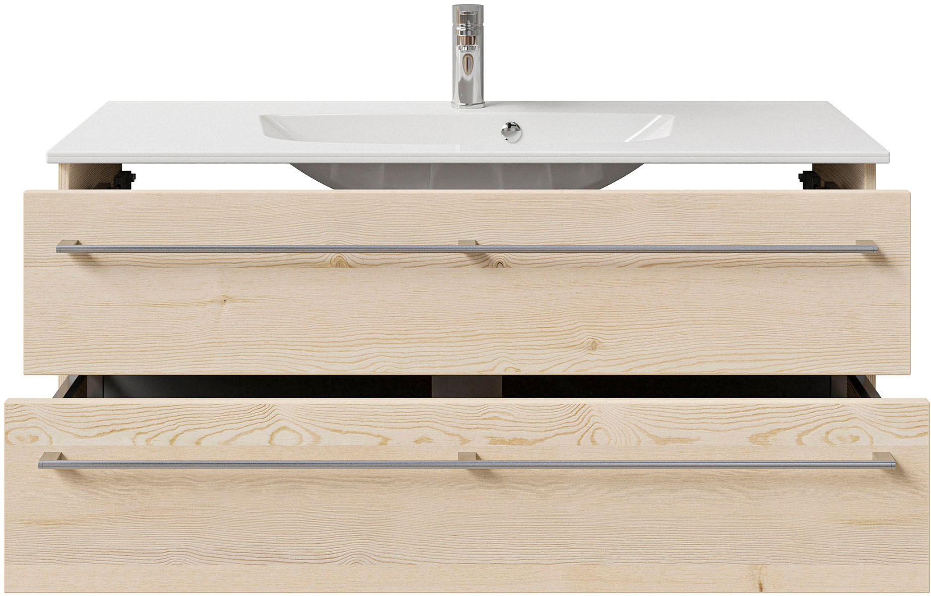 Saphir Waschtisch »Serie 6025 Mineralmarmor-Waschtisch mit Unterschrank, 117 cm breit«, Waschplatz mit 2 Schubladen, hängend, verschiedene Ausführungen