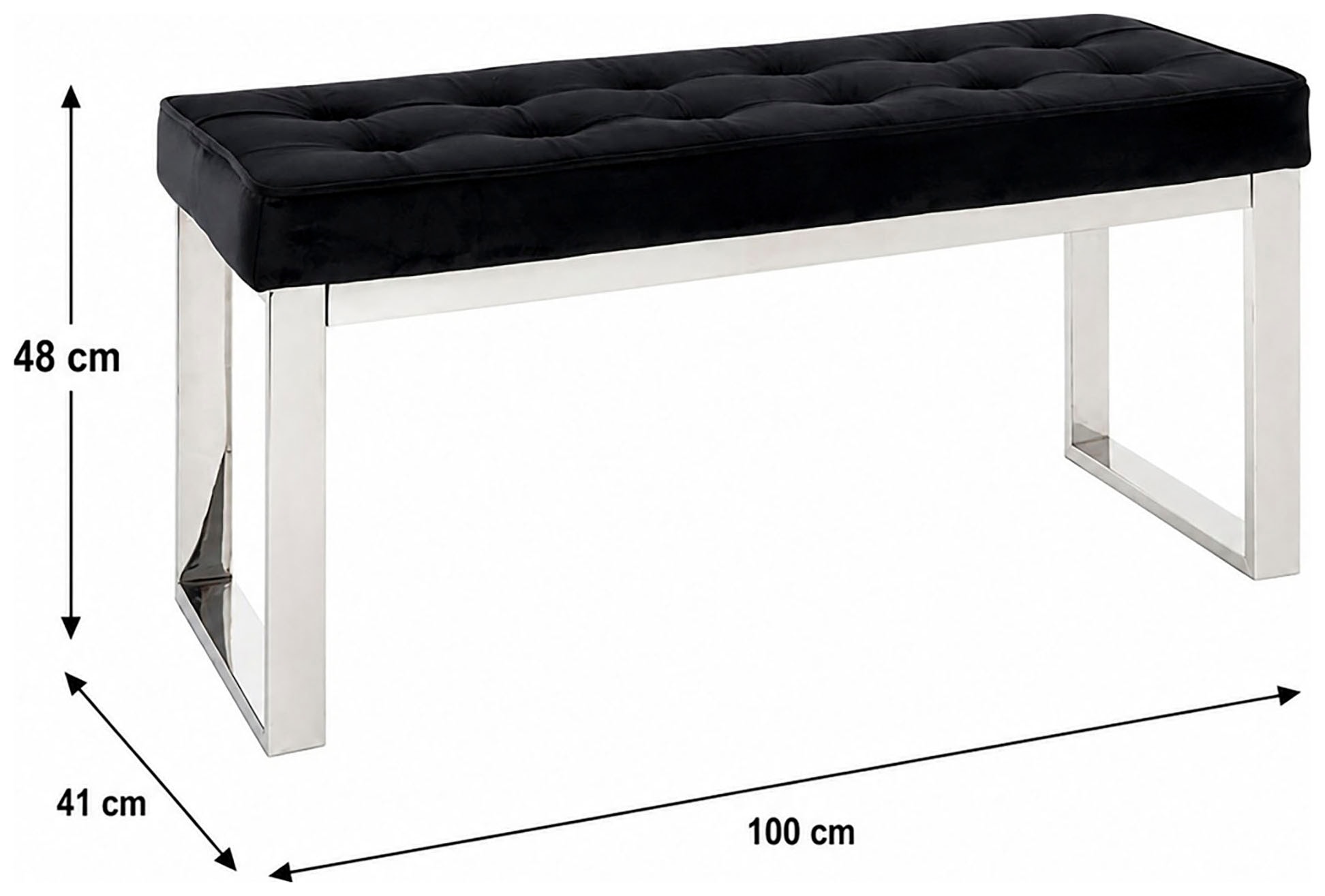 HAKU Bank »Flurbank, Garderobenbank, Sitzbank« rechteckig - aus Metall Silber - B/T/H 100/41/48 cm