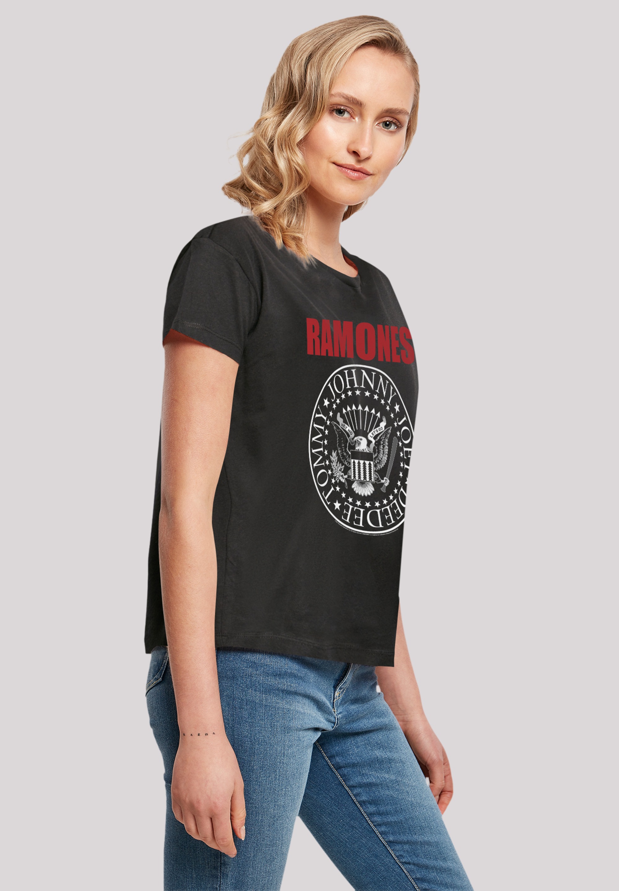 F4NT4STIC T-Shirt »Ramones Rock Musik Band Red Text Seal«, Premium Qualität, Band, Rock-Musik