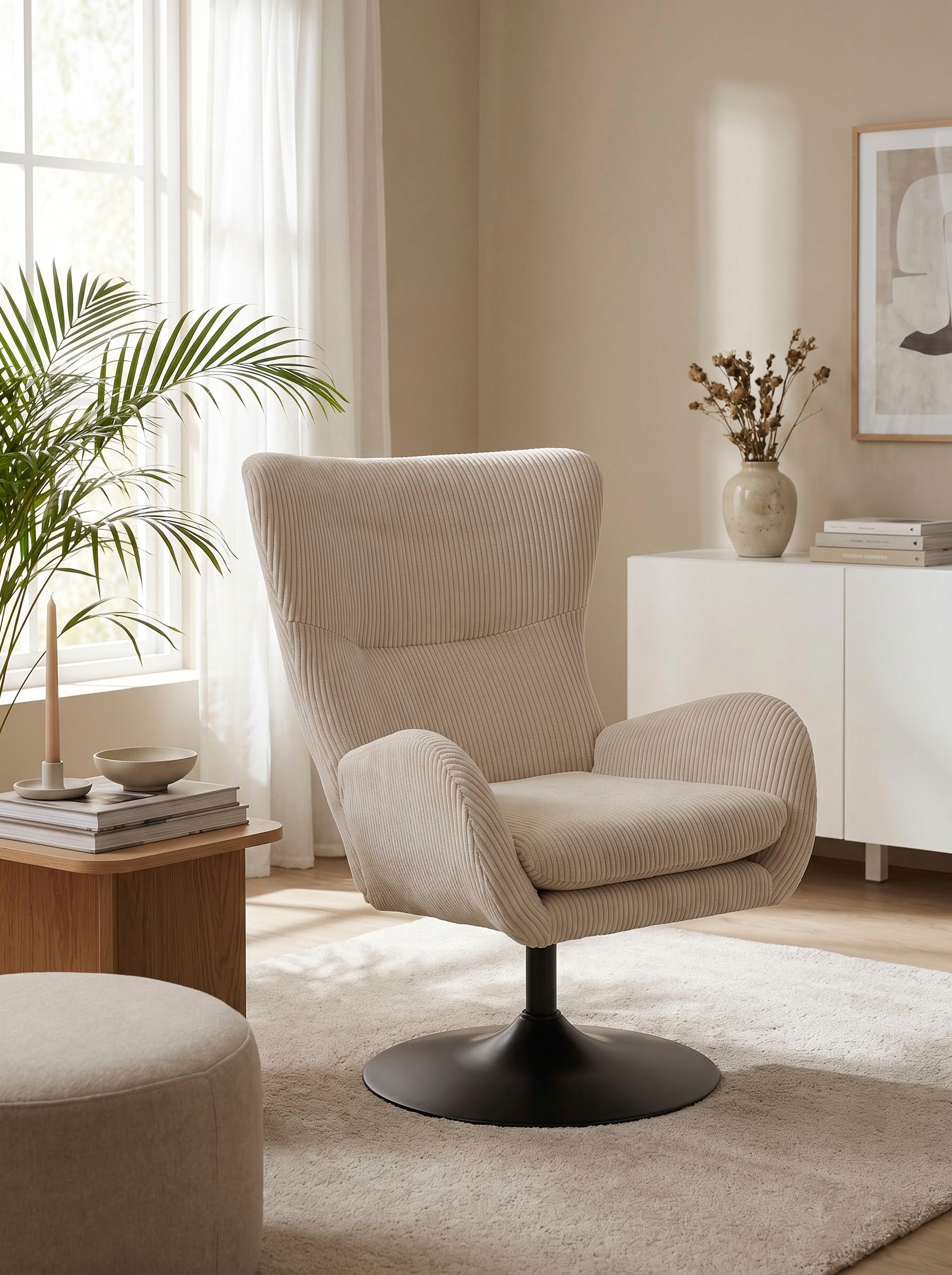 HELA Loungesessel »SAMOS« 1 Stk. tlg. Sessel;drehbar;Trompetengestell;Microfaser Breitcord;Armlehnen